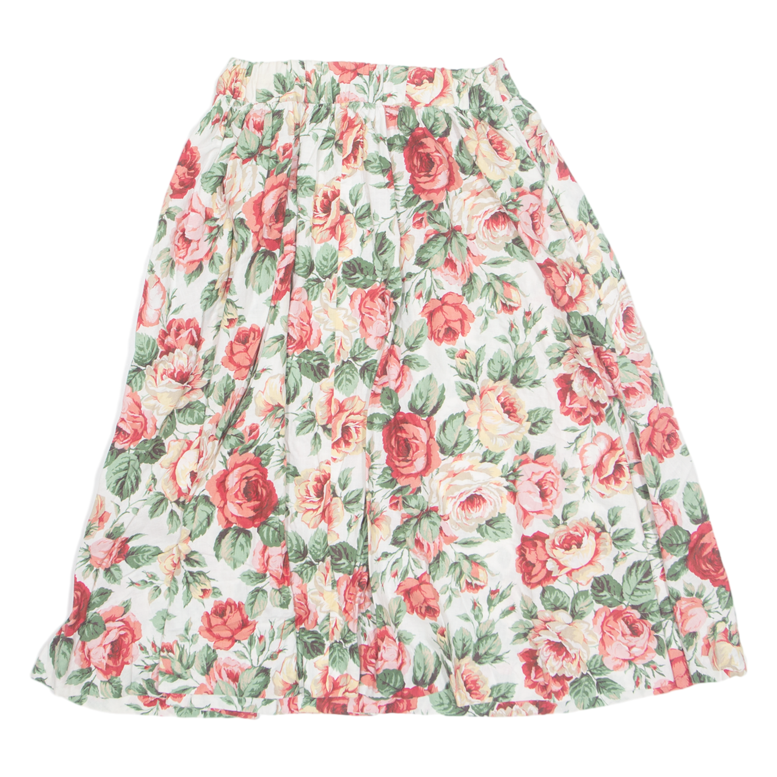 Womens A-Line Skirt White Knee Length 90s Floral M Refurbished - N/A refurbished available on Cerqular