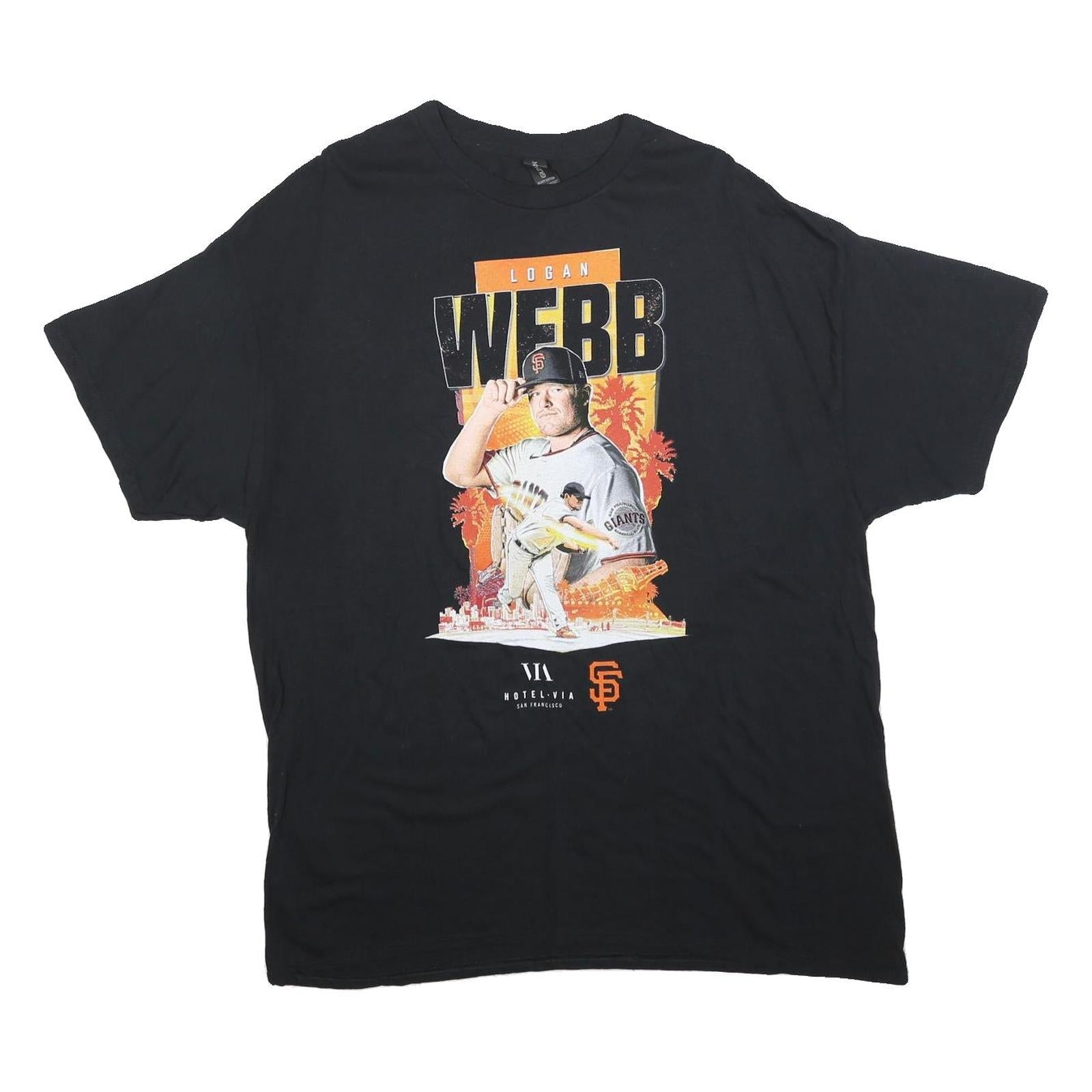 GILDAN Mens Black Logan Webb Graphic T-Shirt XL Short Sleeve Crew Neck Baseball Refurbished - N/A refurbished available on Cerqular