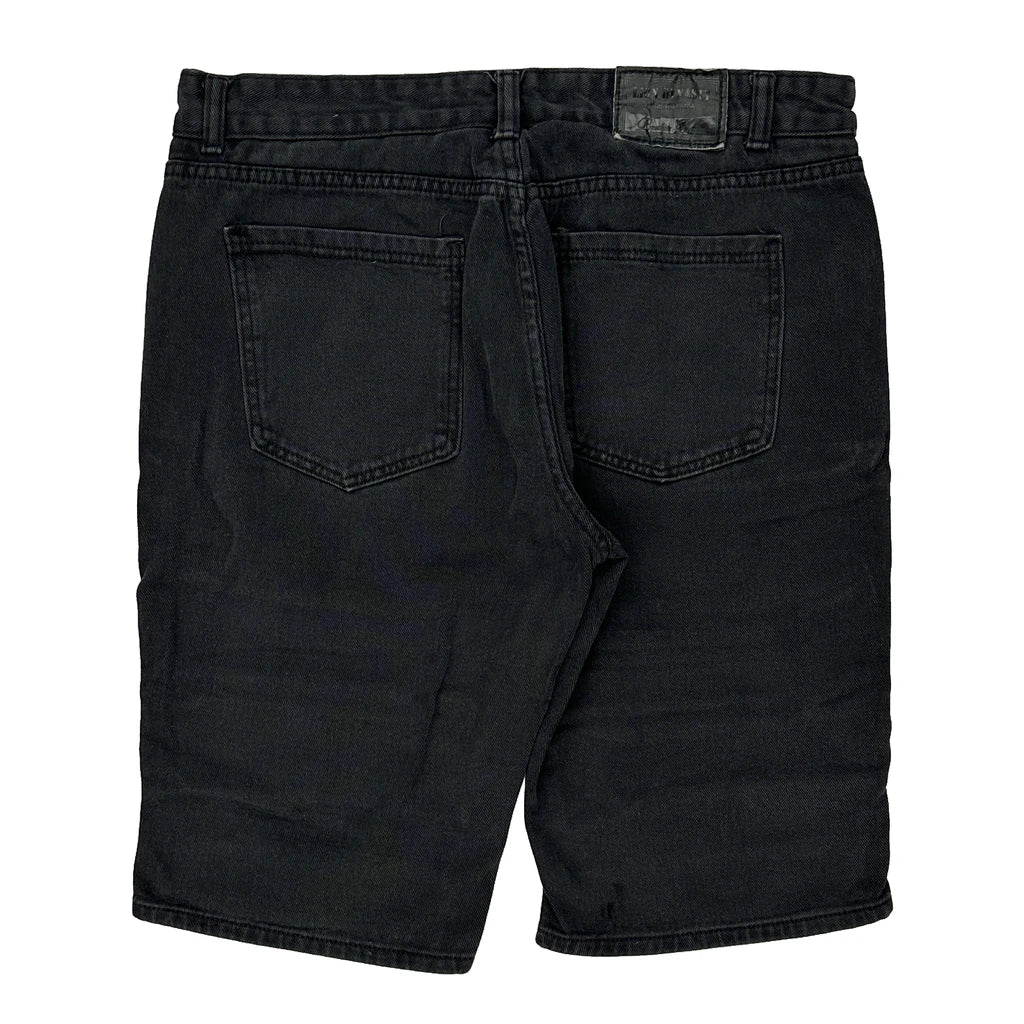 Lion Dynasty Studded Denim Shorts - 36W 12L Black Cotton Refurbished - Thrifted (note: this is a term often used to describe second- refurbished available on Cerqular