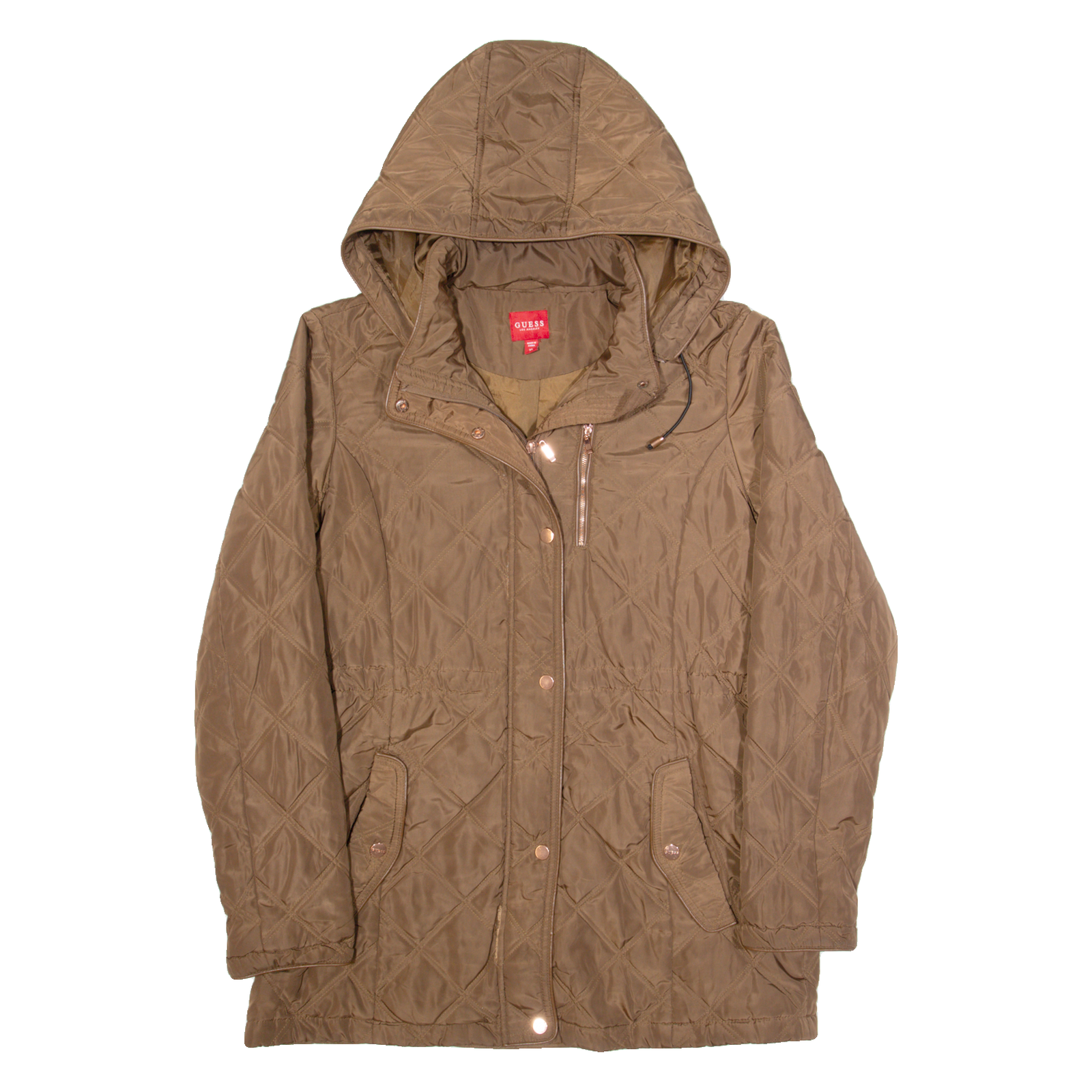 GUESS Womens Quilted Coat Brown Hooded XL Refurbished - N/A refurbished available on Cerqular