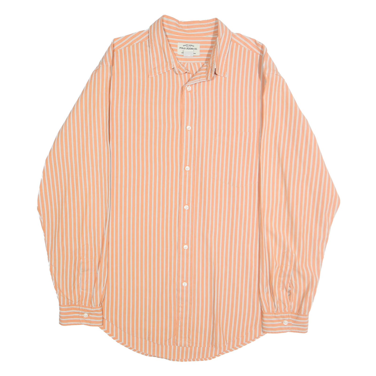 RALPH LAUREN POLO JEANS COMPANY Mens Orange & White Striped Shirt L Casual Refurbished - N/A refurbished available on Cerqular