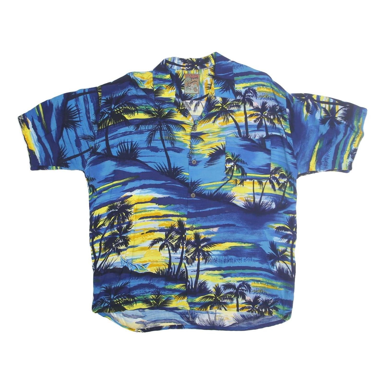 PINEAPPLE CONNECTIONS Mens Blue Yellow Pattern Hawaiian Shirt XL Summer Casual Refurbished - N/A refurbished available on Cerqular