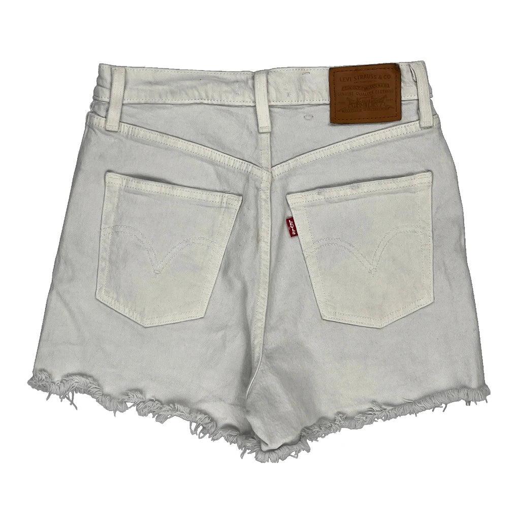 Levis Denim Shorts - 26W UK 6 White Cotton Refurbished - Thrifted (note: this is a term often used to describe second- refurbished available on Cerqular