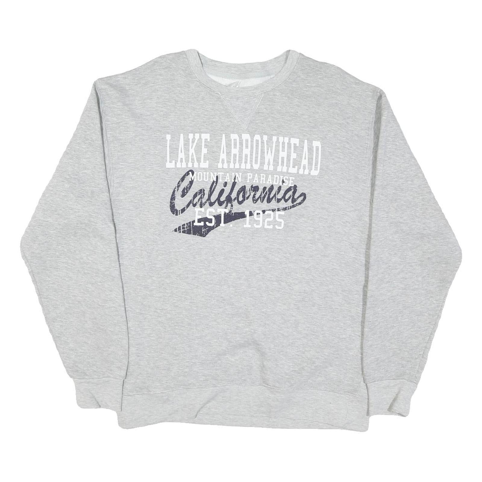 TEEMAX Mens Grey Lake Arrowhead California Cotton Blend Sweatshirt M Casual Crew Refurbished - N/A refurbished available on Cerqular