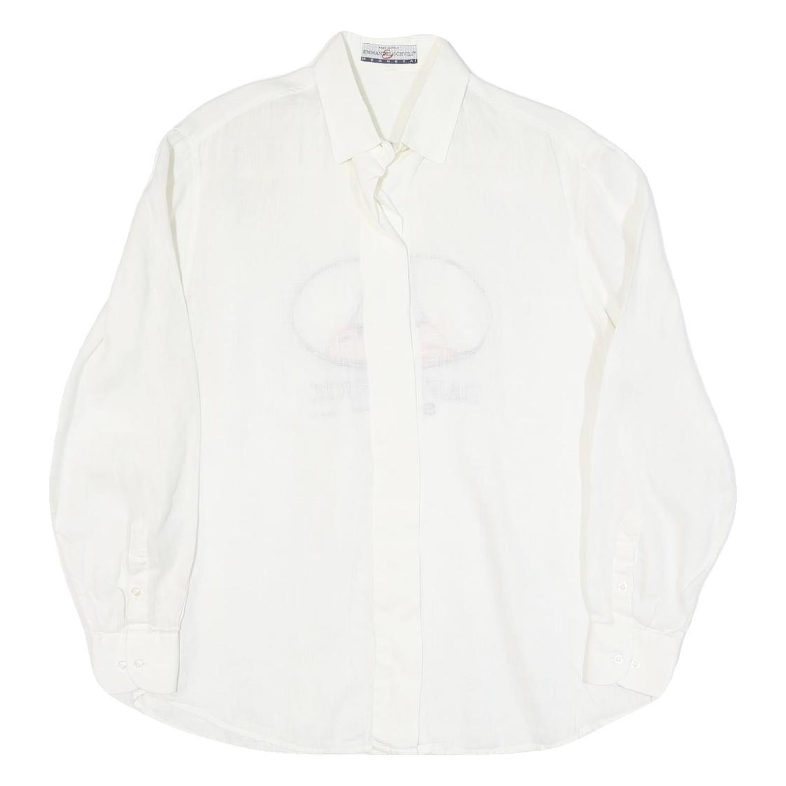 EMANUEL SCHIVLI Mens White Linen Shirt M Daffy Duck Embroidered Graphic Refurbished - N/A refurbished available on Cerqular