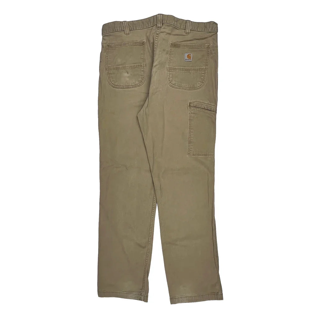 Carhartt Carpenter Trousers - 37W 34L Beige Cotton Refurbished - Thrifted (note: this is a term often used to describe second- refurbished available on Cerqular