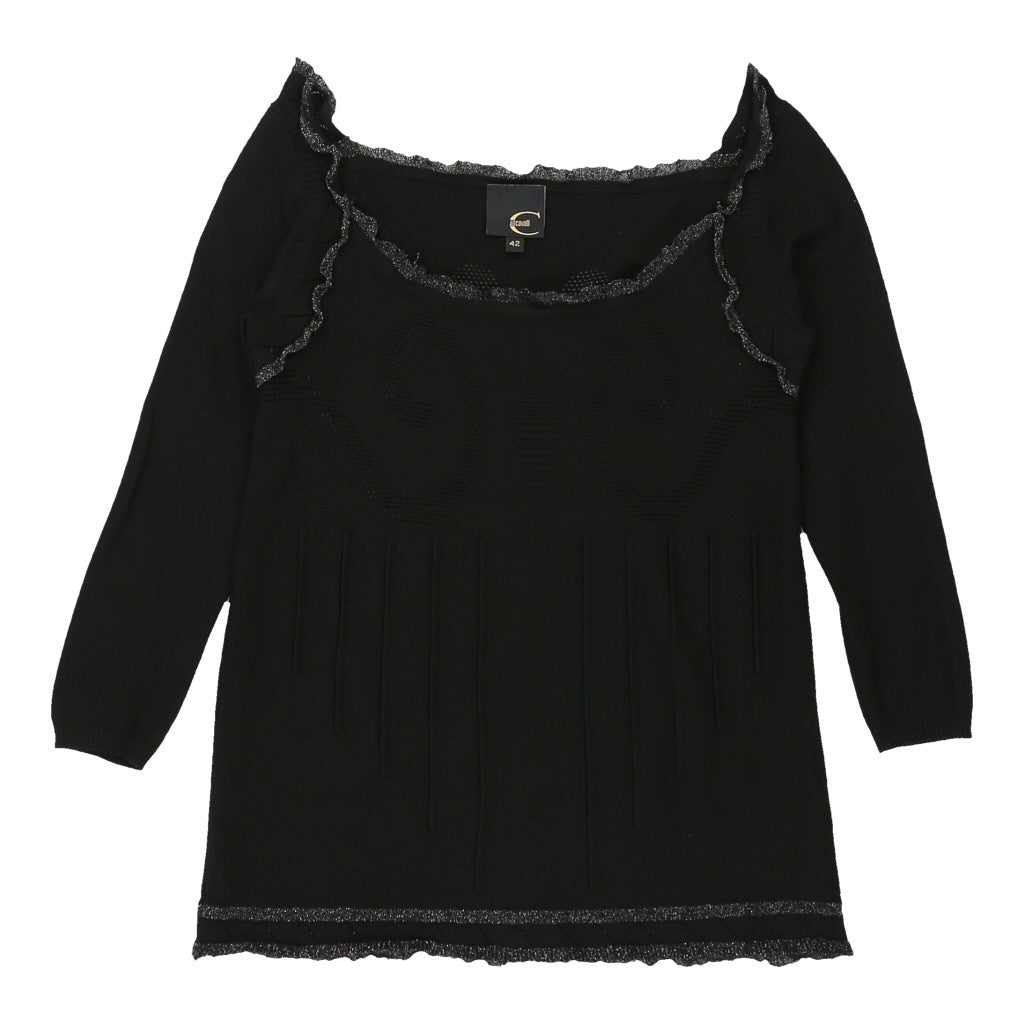 Just Cavalli Long Sleeve Top - Small Black Polyester | Size: small Refurbished - N/A (Preloved Designer is not a specific brand, it refurbished available on Cerqular