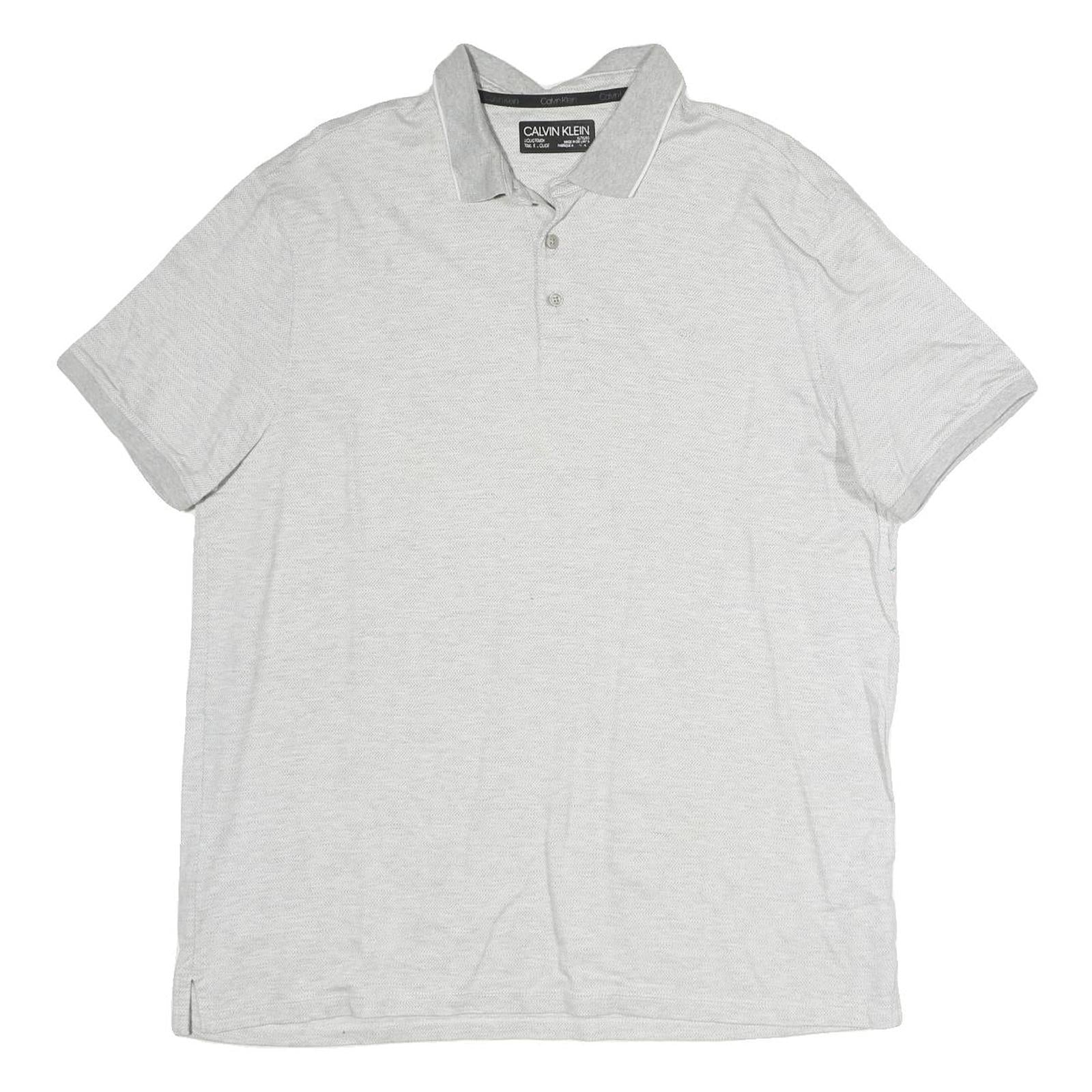 CALVIN KLEIN Mens Grey Polo Shirt XL Cotton Short Sleeve Basic Classic Refurbished - N/A refurbished available on Cerqular