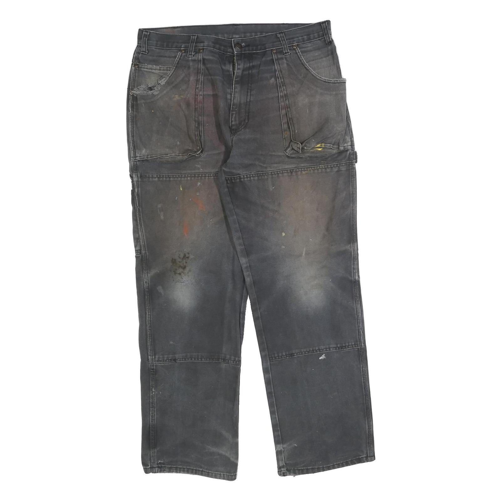 DICKIES Mens Cotton Blend Black Regular Straight Trousers W34 L32 Workwear Refurbished - N/A refurbished available on Cerqular