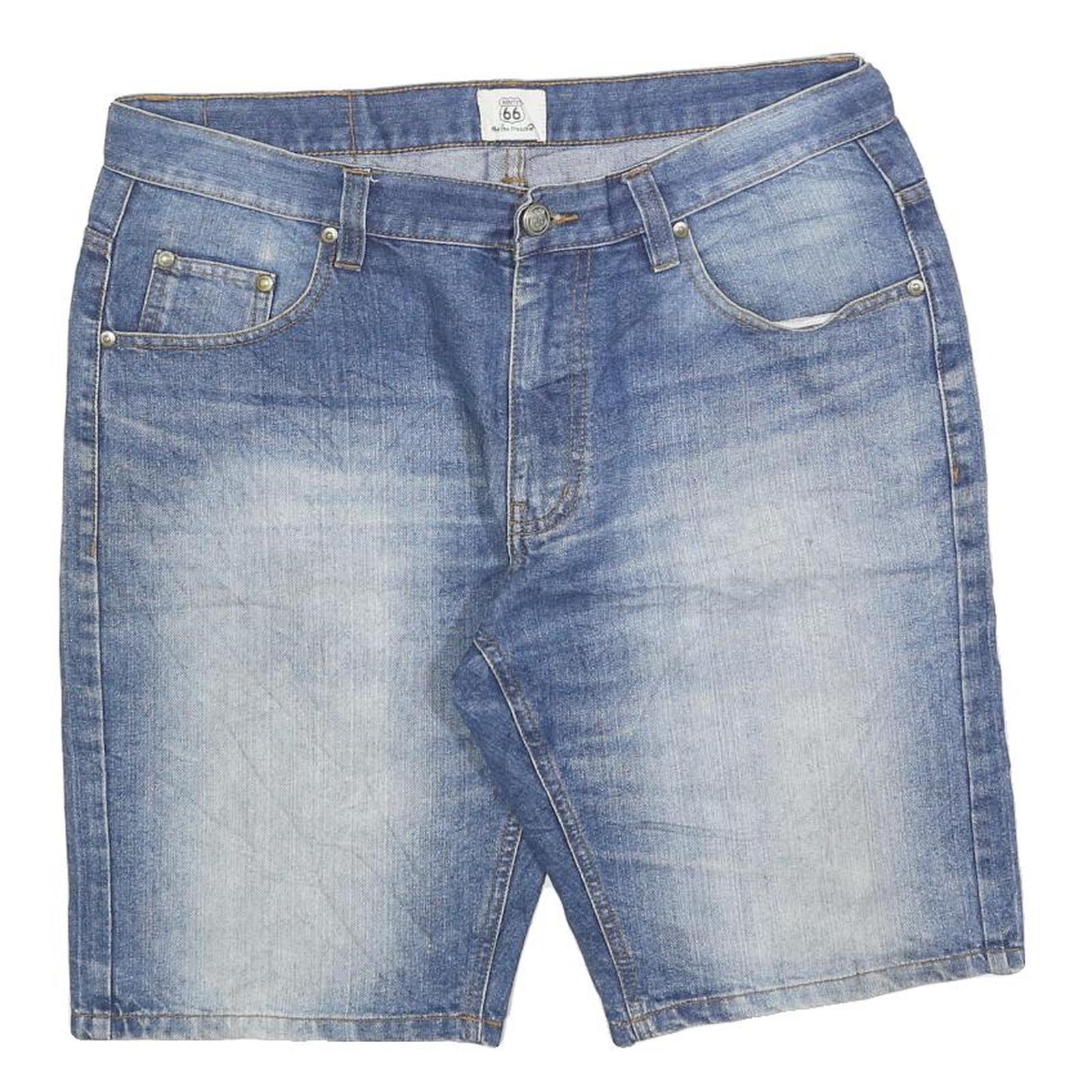 ROUTE 66 Mens Denim Blue Casual Shorts M W34 Cotton Blend Relaxed Fit Refurbished - N/A refurbished available on Cerqular