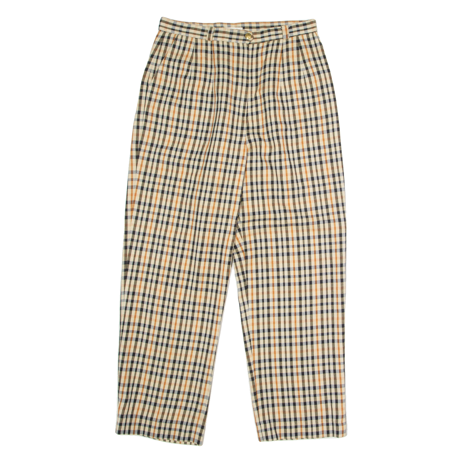 REWORK Check Womens Trousers Beige Regular Straight W29 L27 Refurbished - N/A refurbished available on Cerqular