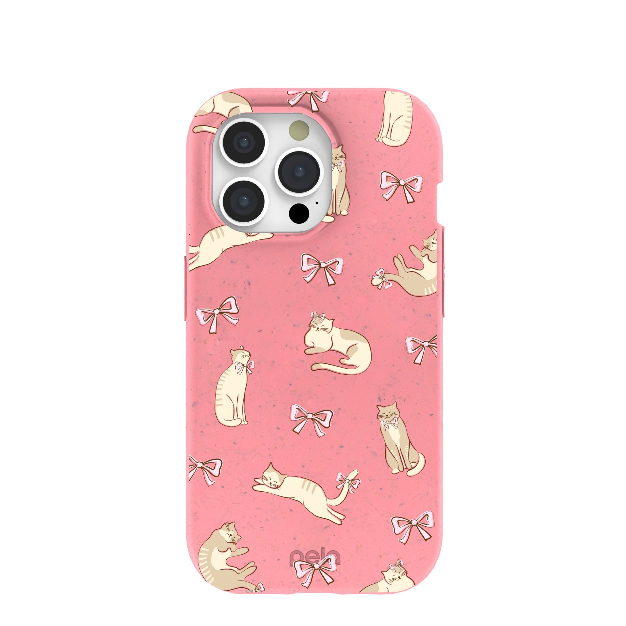 Bubblegum Pink Purrfection iPhone 15 Pro Case Refurbished - Pela Case refurbished available on Cerqular