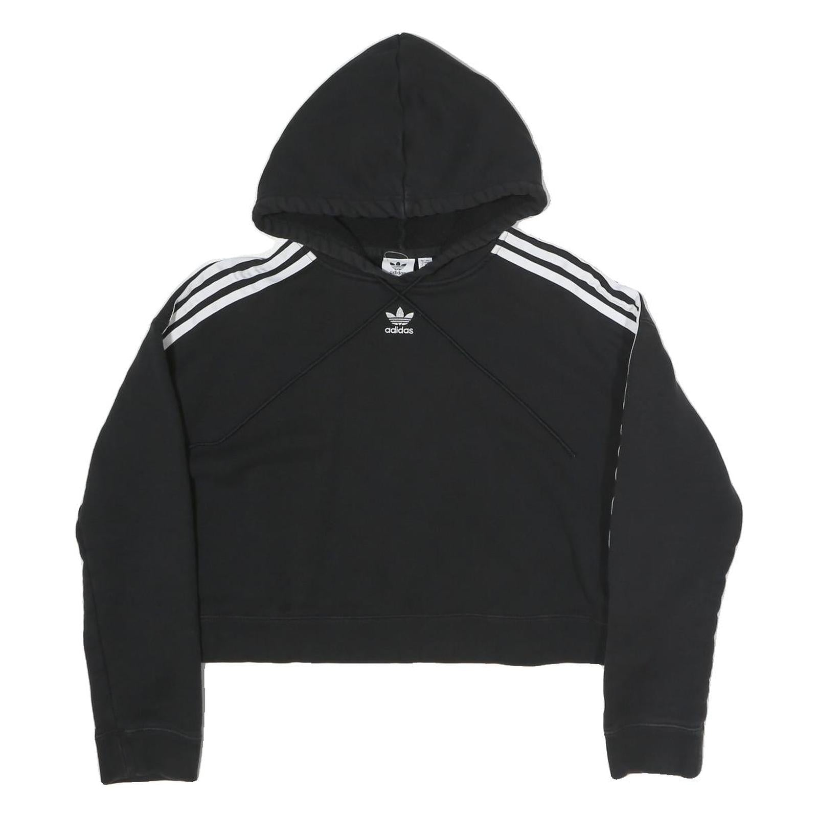 ADIDAS Womens Black & White Cotton Blend Crop Hoodie UK 8 Sports Sweatshirt Refurbished - N/A refurbished available on Cerqular