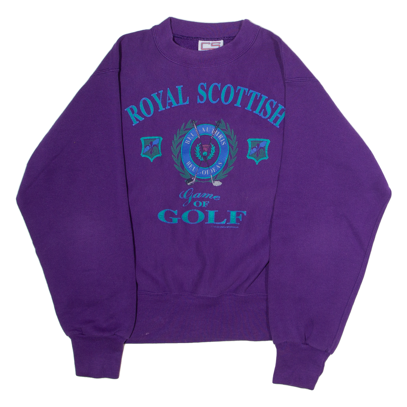 CRABLE SPORTSWEAR Royal Scottish Game Of Golf Mens Sweatshirt Red 90s M Refurbished - N/A refurbished available on Cerqular