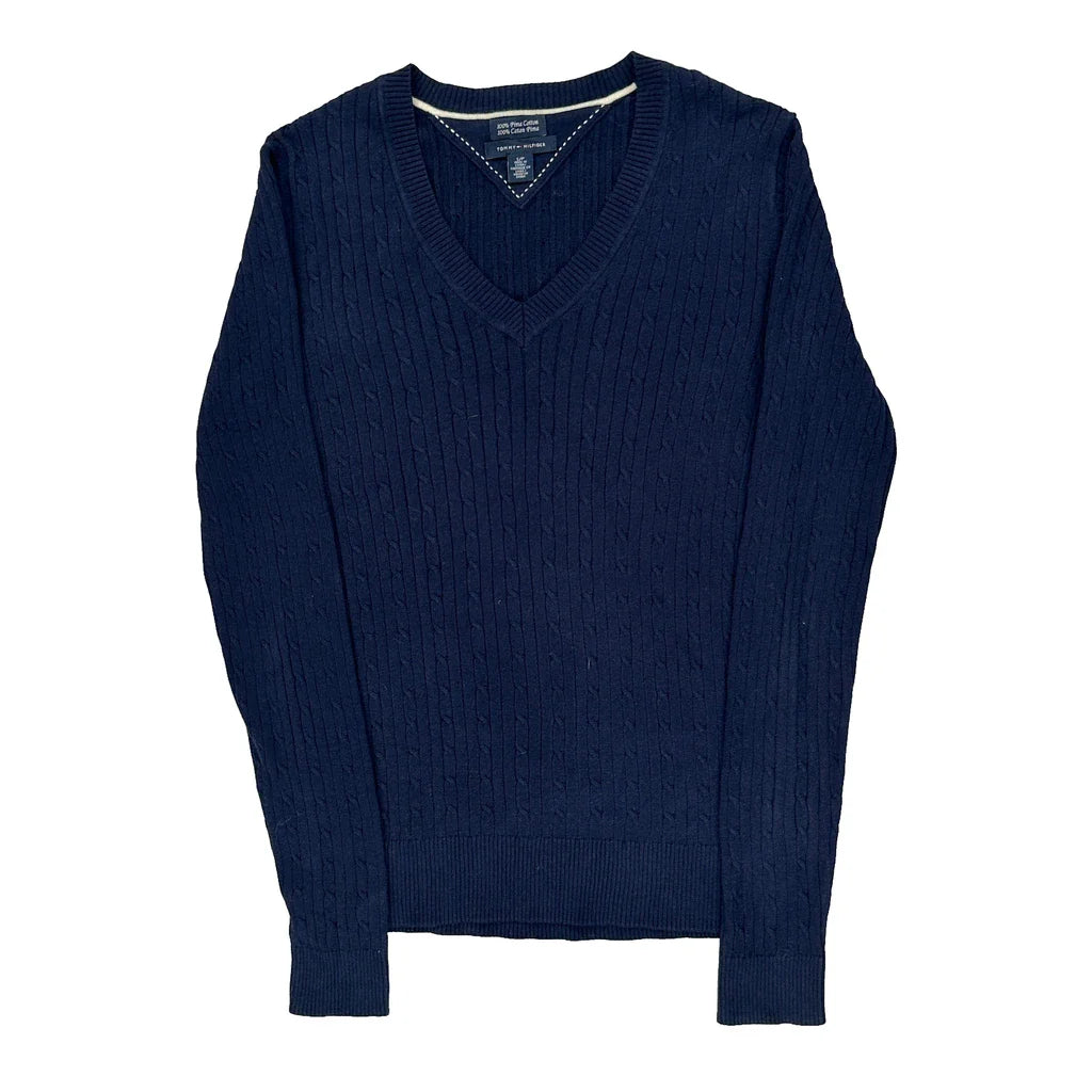 Tommy Hilfiger Jumper - Small Navy Cotton Refurbished - Thrifted (note: this is a term often used to describe second- refurbished available on Cerqular