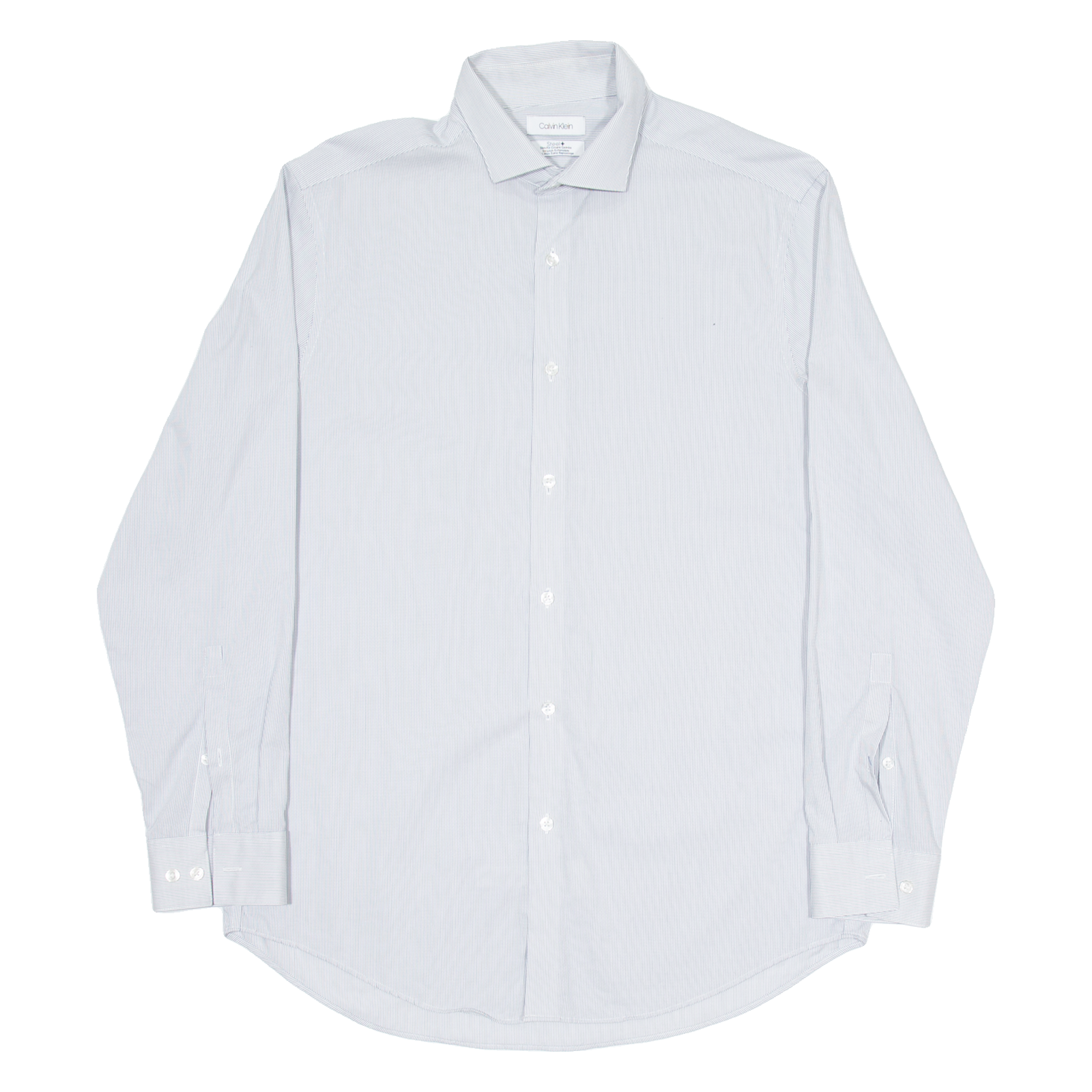 CALVIN KLEIN Slim Fit Mens Shirt White Striped Long Sleeve M Refurbished - N/A refurbished available on Cerqular