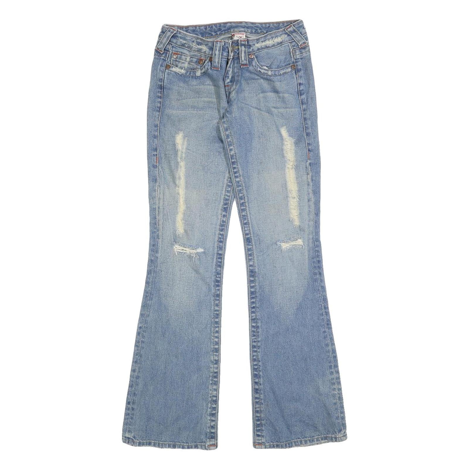 TRUE RELIGION Womens Regular Fit Flared Denim Light W27 L32 Distressed Cotton Refurbished - N/A refurbished available on Cerqular