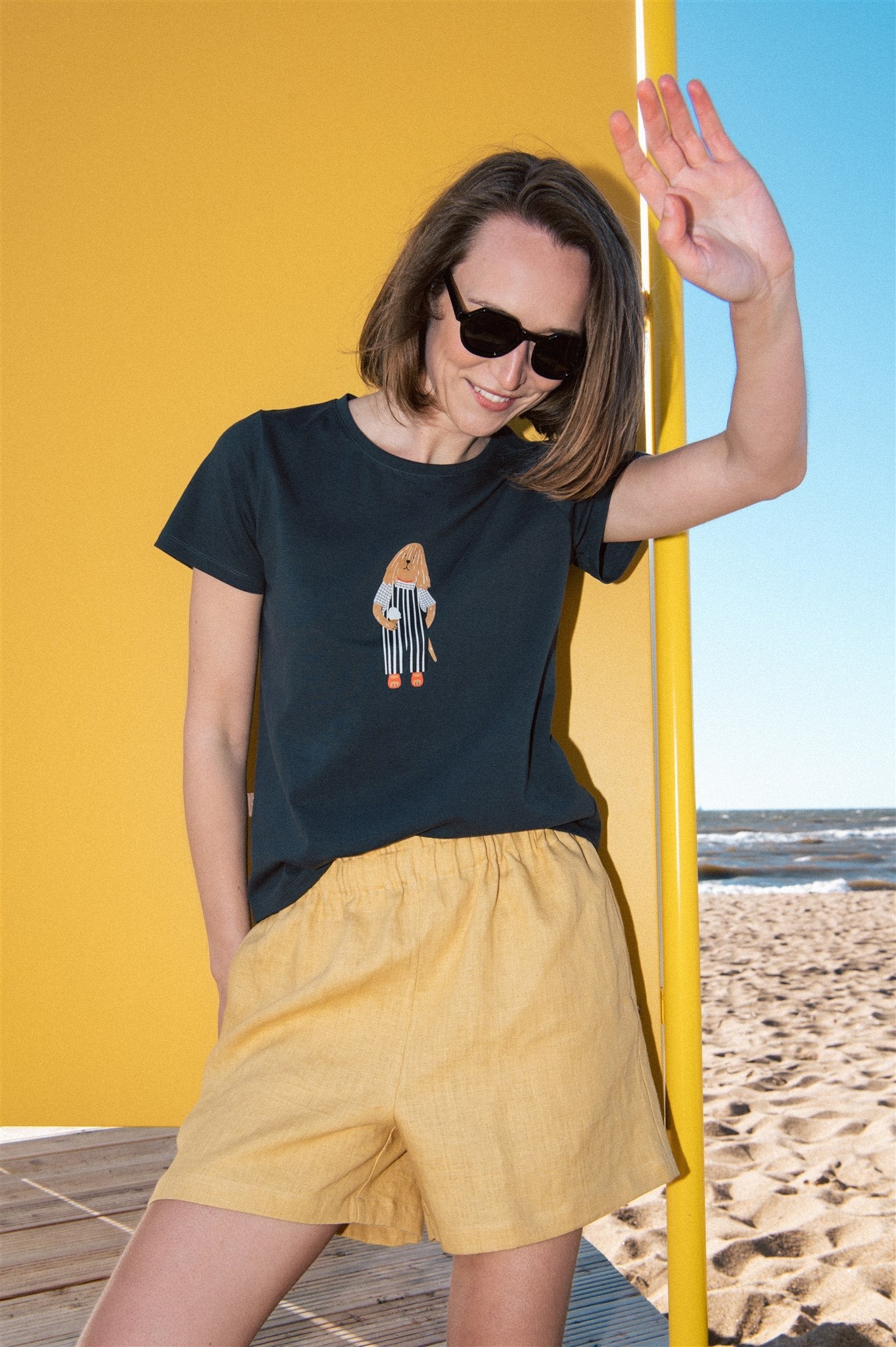 Organic cotton women's T-shirt - Dog Print | Size: S Refurbished - N/A (Note: This brand may not be well-known globally refurbished available on Cerqular