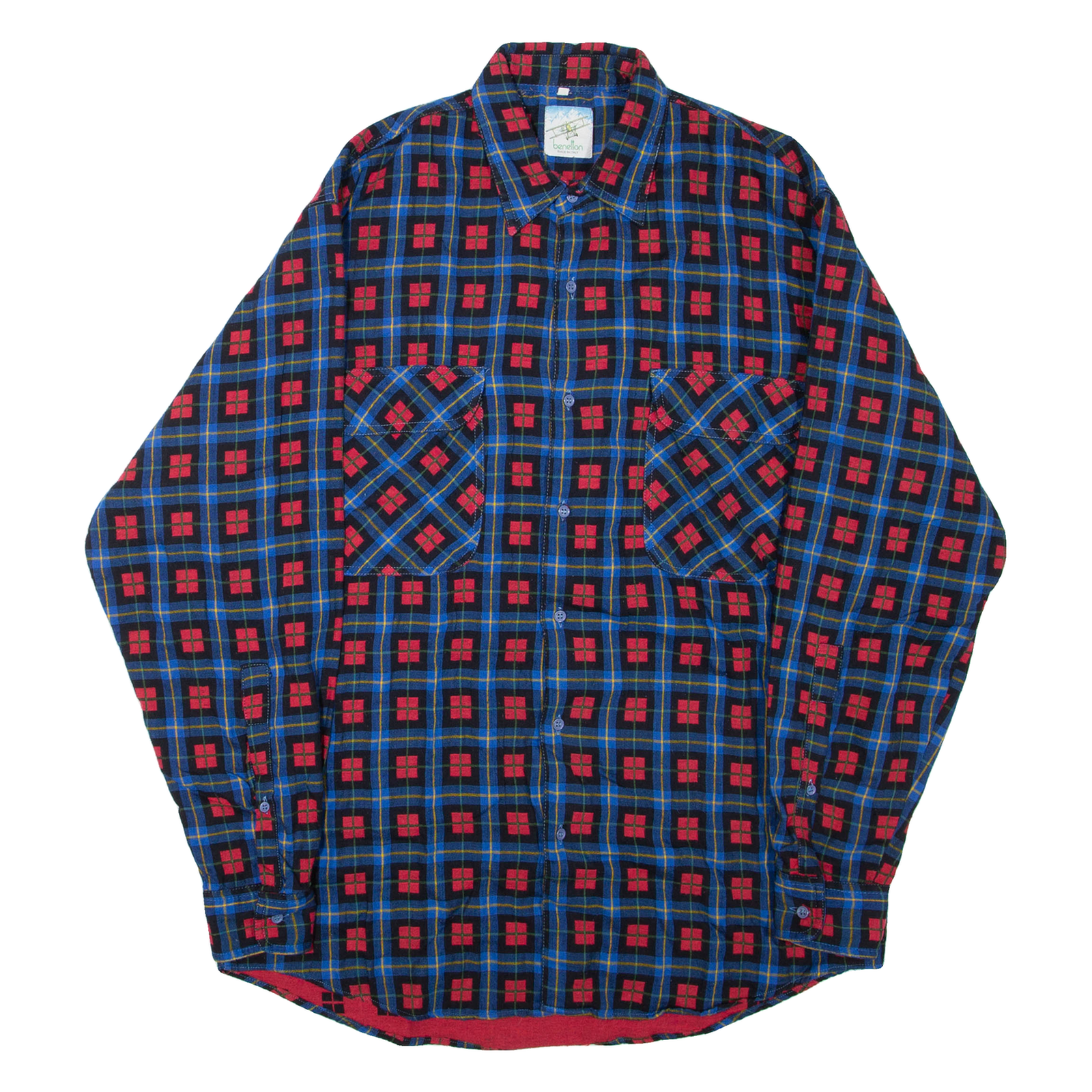Mens Flannel Shirt Blue Check Long Sleeve M Refurbished - N/A refurbished available on Cerqular