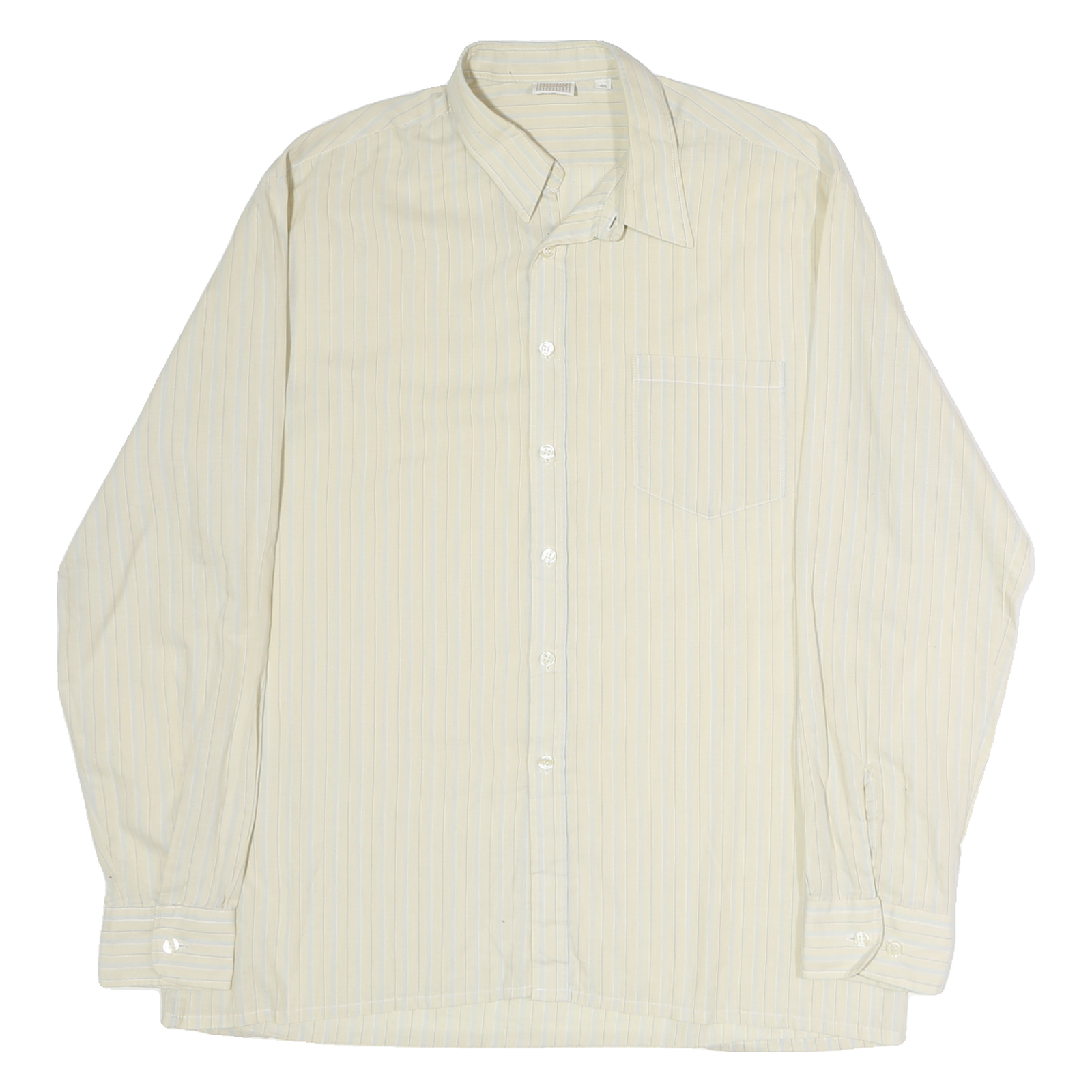 LORD GEORGE Mens Cream & Blue Striped Cotton Blend Shirt XL Classic Formal Refurbished - N/A refurbished available on Cerqular
