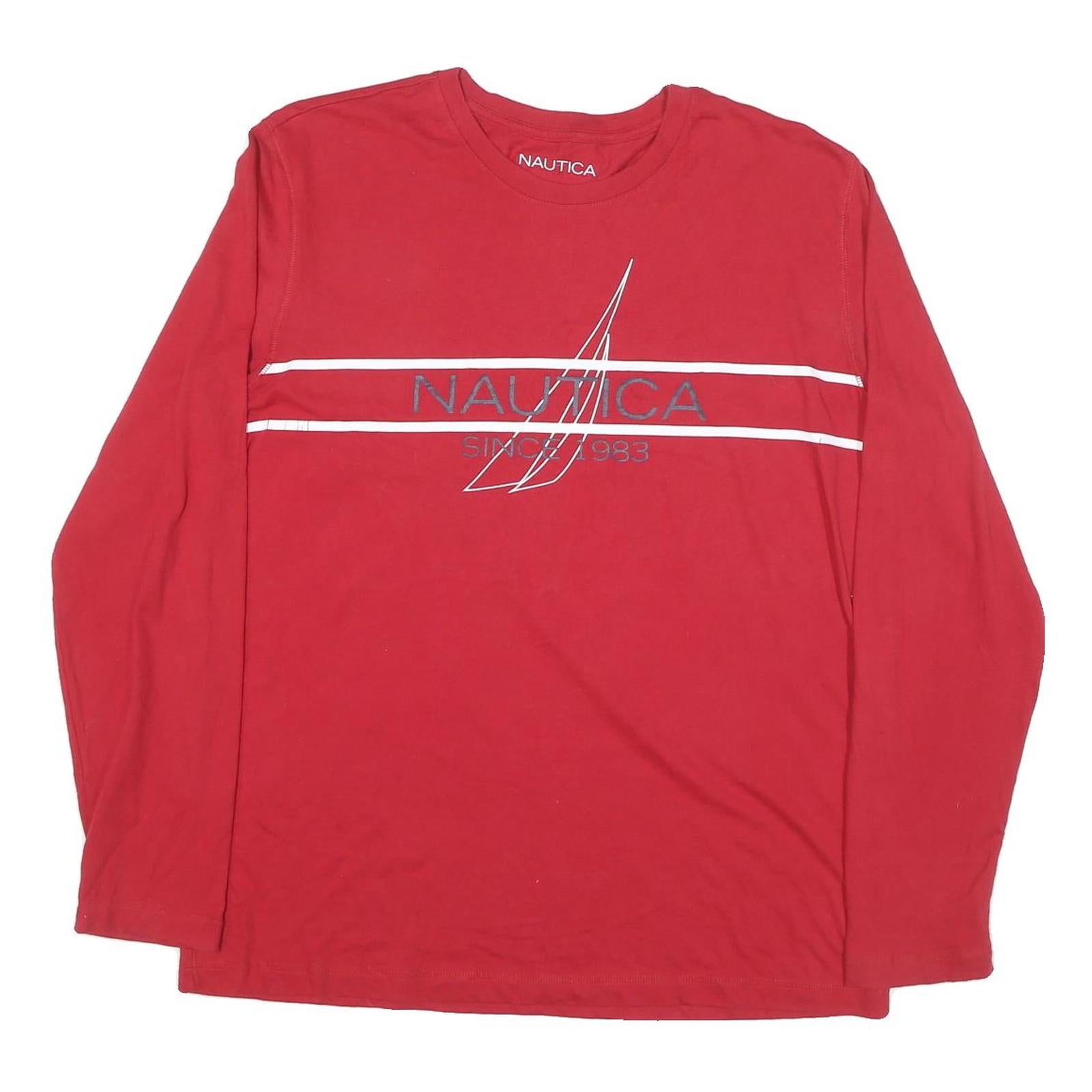 Buy NAUTICA Mens Red Long Sleeve Crew Neck Cotton Blend T-Shirt M Graphic Print Refurbished - $32.49 NAUTICA Mens Red Long Sleeve Crew Neck Cotton Blend T-Shirt M Graphic Print Refurbished - N/A refurbished available on Cerqular