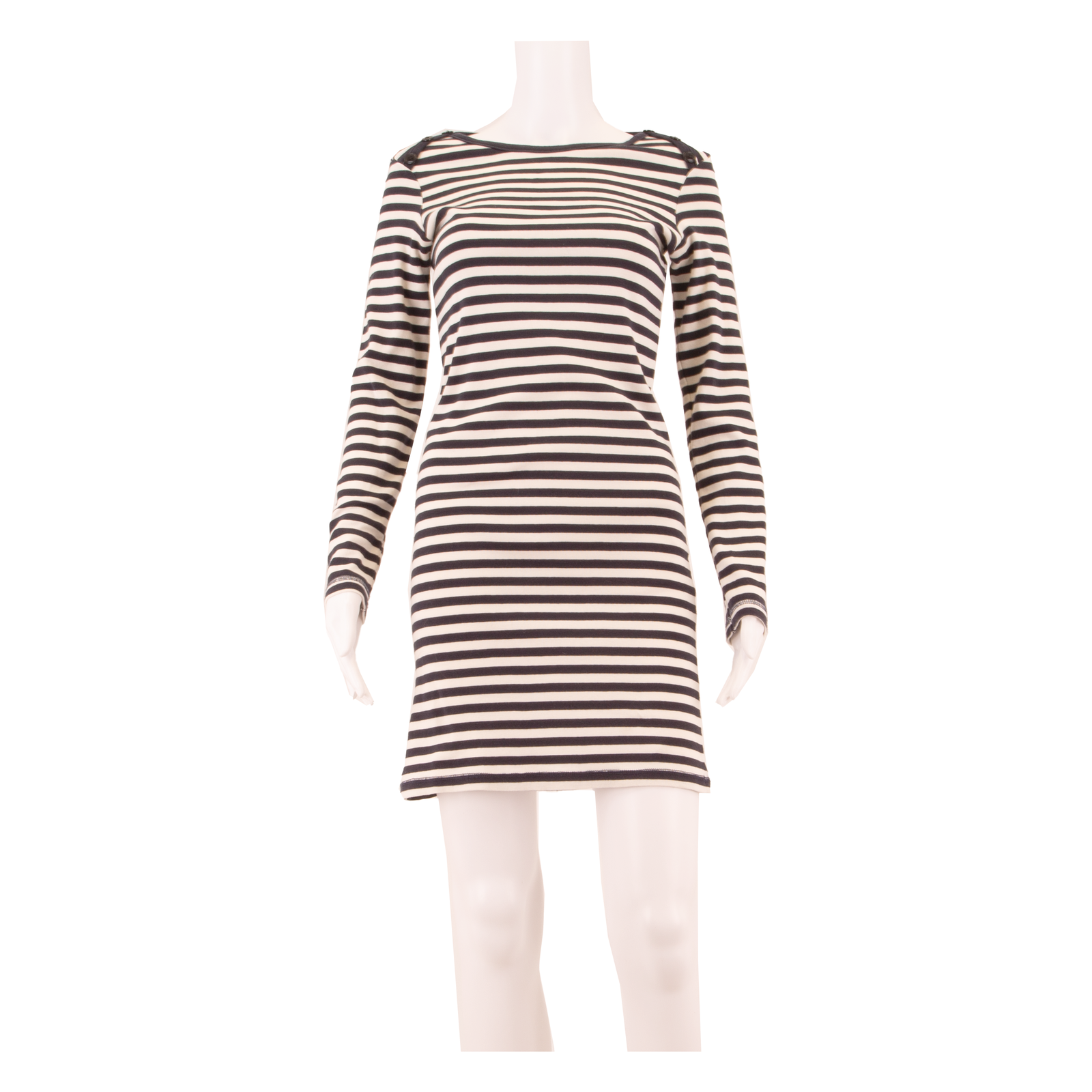 GANNI Womens Jumper Dress White Striped Long Sleeve Knee Length L Refurbished - N/A refurbished available on Cerqular