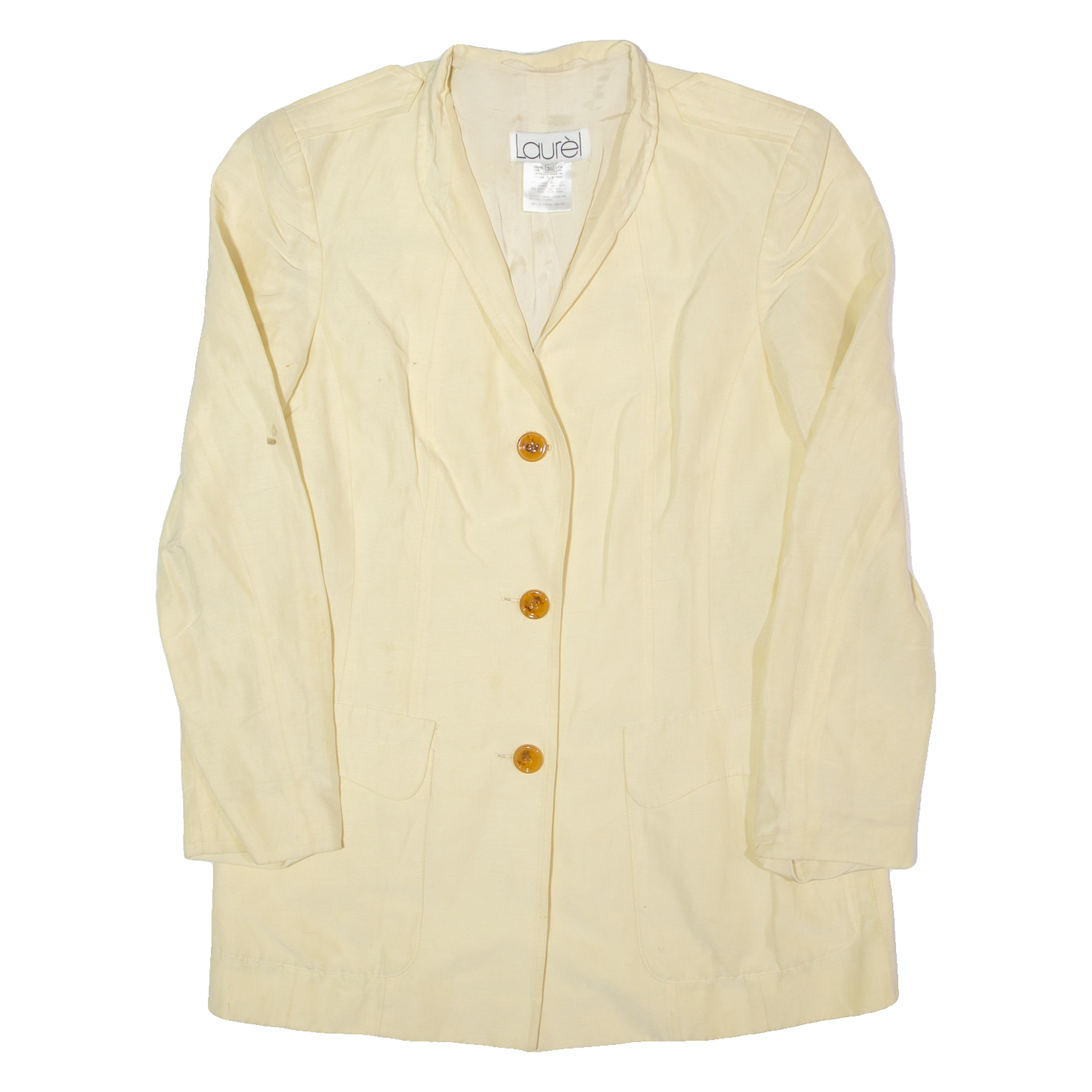 LAUREL Womens Blazer Jacket Yellow Linen 90s M Refurbished - N/A refurbished available on Cerqular