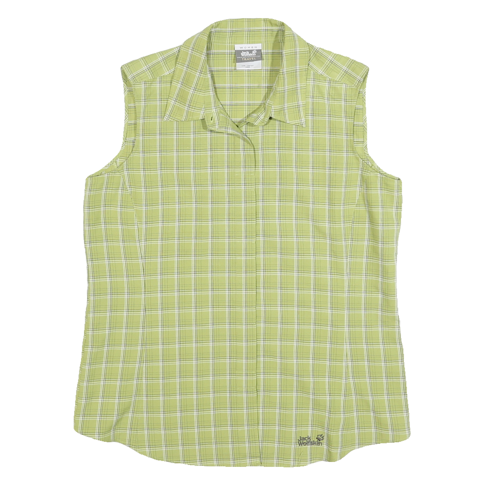 JACK WOLFSKIN Womens Green Checked Sleeveless Shirt UK 12 Lightweight Travel Refurbished - N/A refurbished available on Cerqular