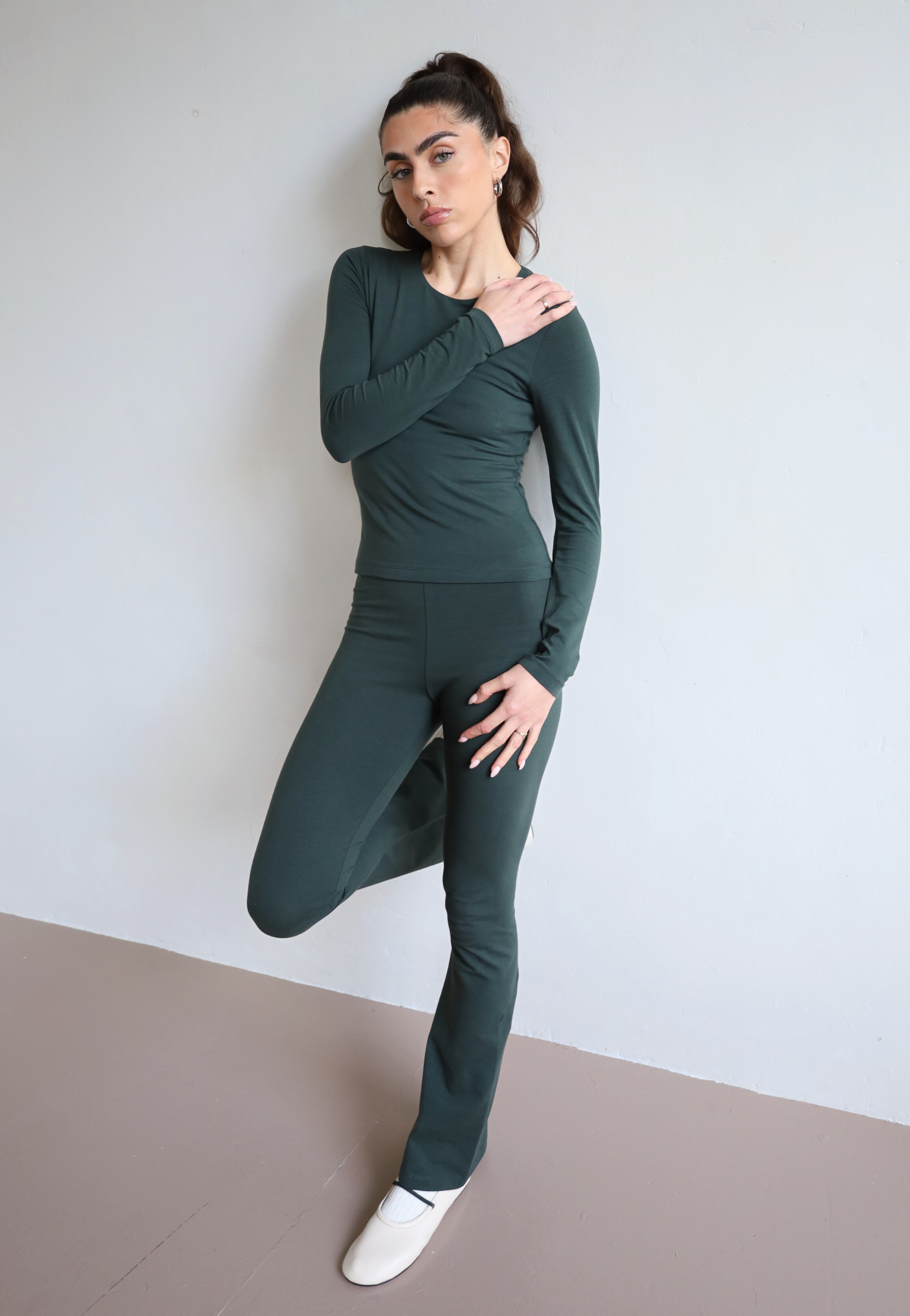 Organic Cotton Flared Leggings, Forest Green | Size: XL Refurbished - N/A (Note: It's possible that "Pantee" refurbished available on Cerqular