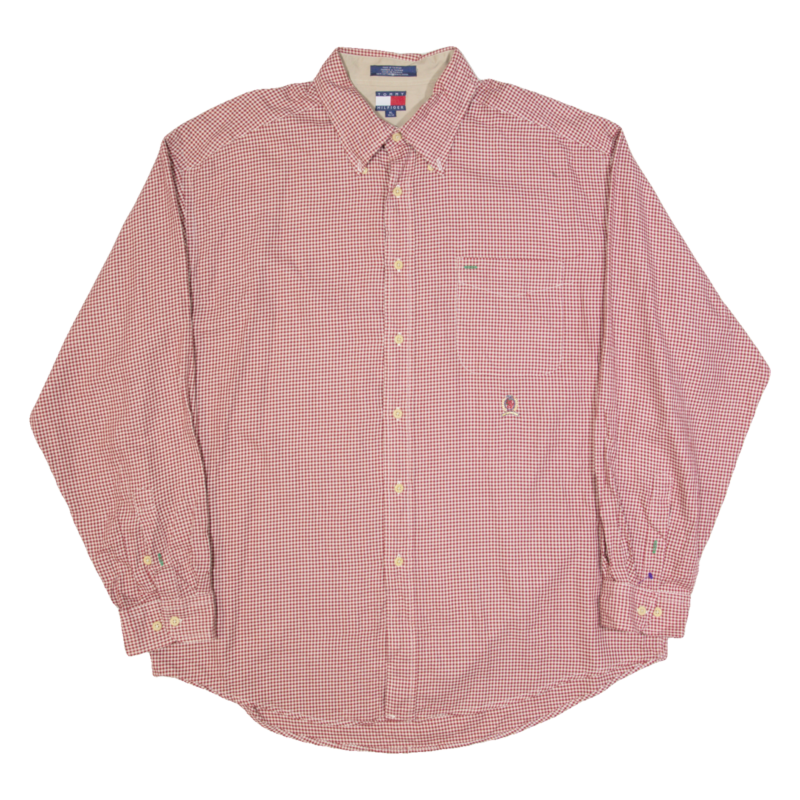 TOMMY HILFIGER Mens Shirt Red Houndstooth Long Sleeve XL Refurbished - N/A refurbished available on Cerqular