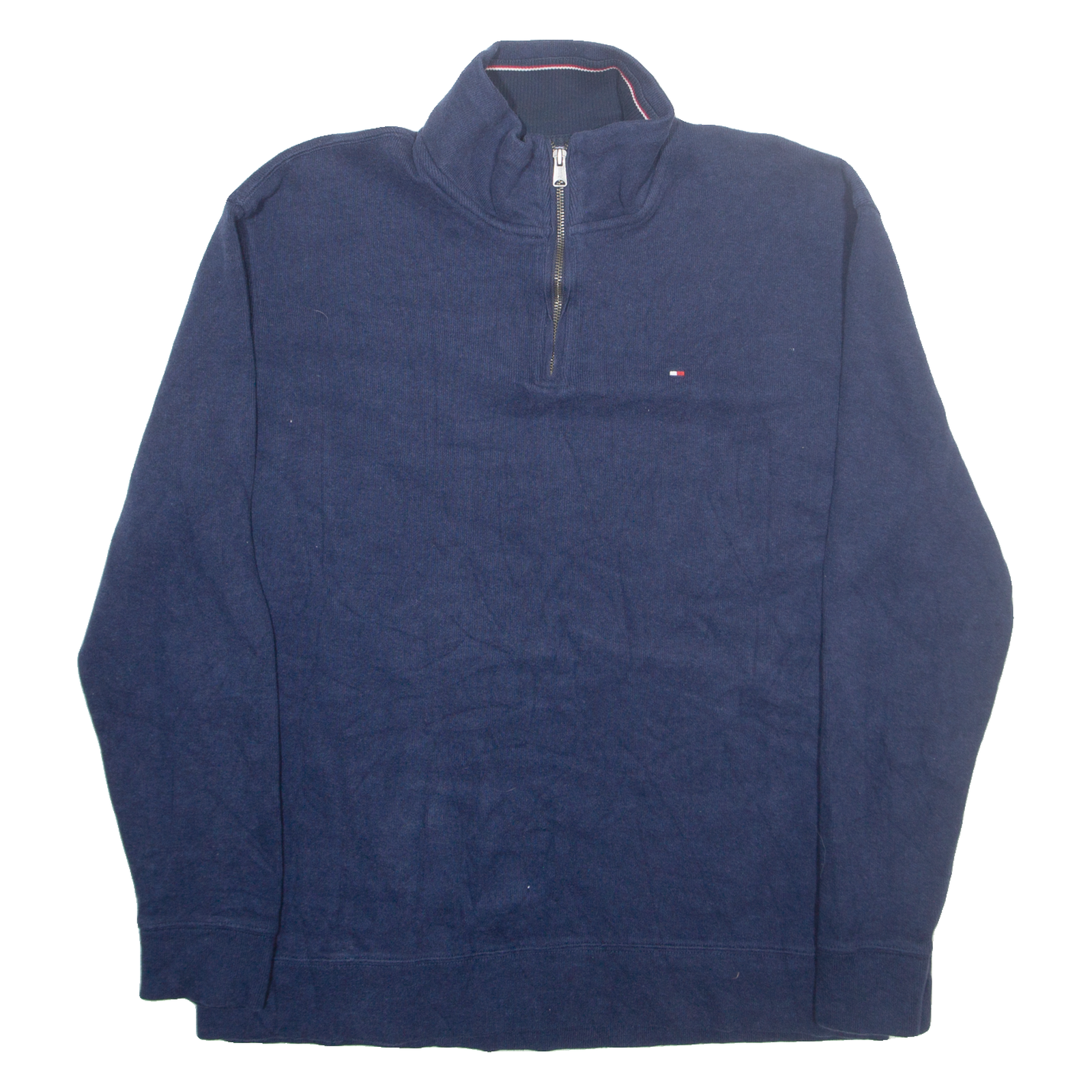 TOMMY HILFIGER Mens Jumper Blue 1/4 Zip Tight Knit XL Refurbished - N/A refurbished available on Cerqular