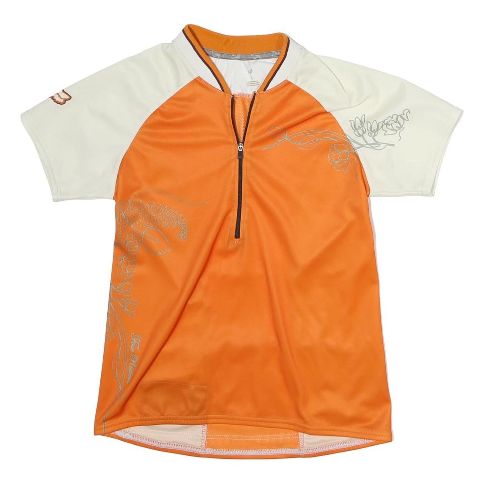 Womens Orange & Cream Graphic Zip Front Short Sleeve Crew Neck Sport T-Shirt M Refurbished - N/A refurbished available on Cerqular