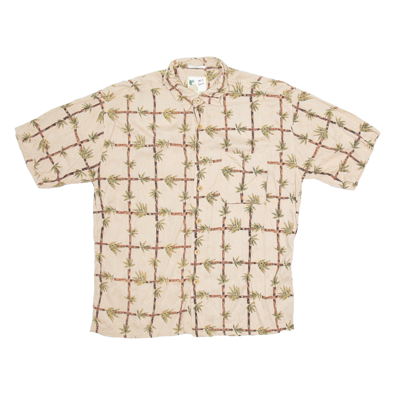 M.E SPORT Mens Hawaiian Shirt Beige Crazy Pattern XL Refurbished - N/A refurbished available on Cerqular