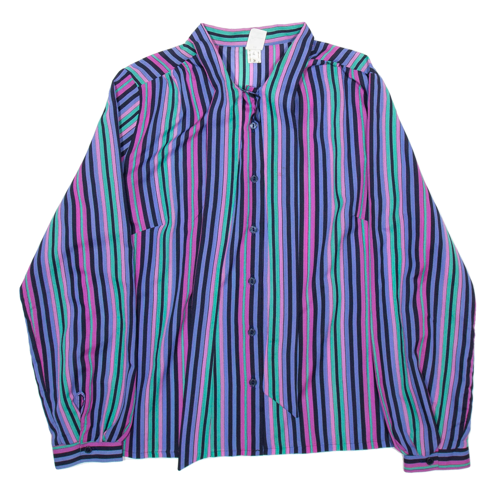 DIVINA Womens Printed Blouse Blue Collared Long Sleeve Striped M Refurbished - N/A refurbished available on Cerqular