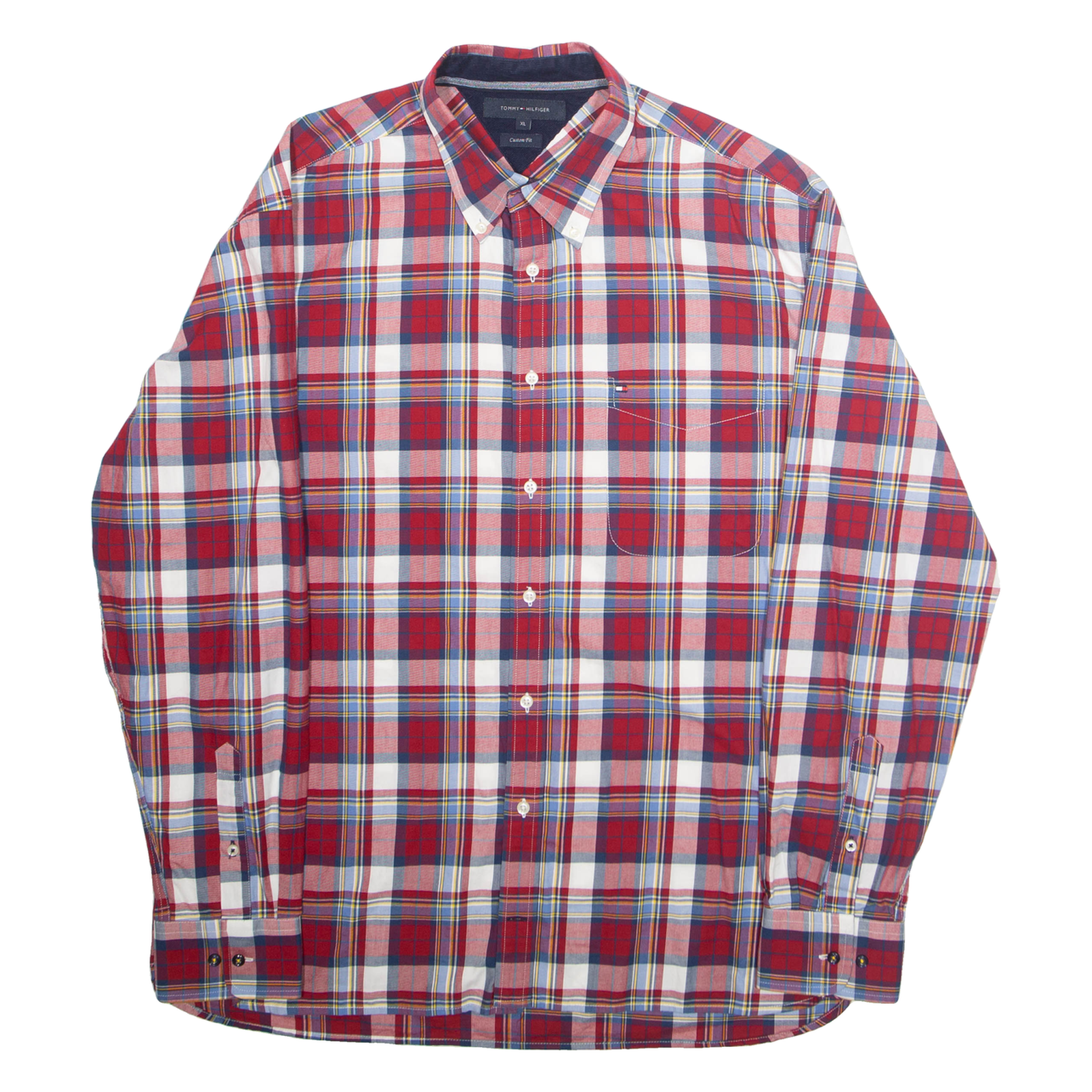 TOMMY HILFIGER Custom Fit Mens Shirt Red Plaid Long Sleeve XL Refurbished - N/A refurbished available on Cerqular