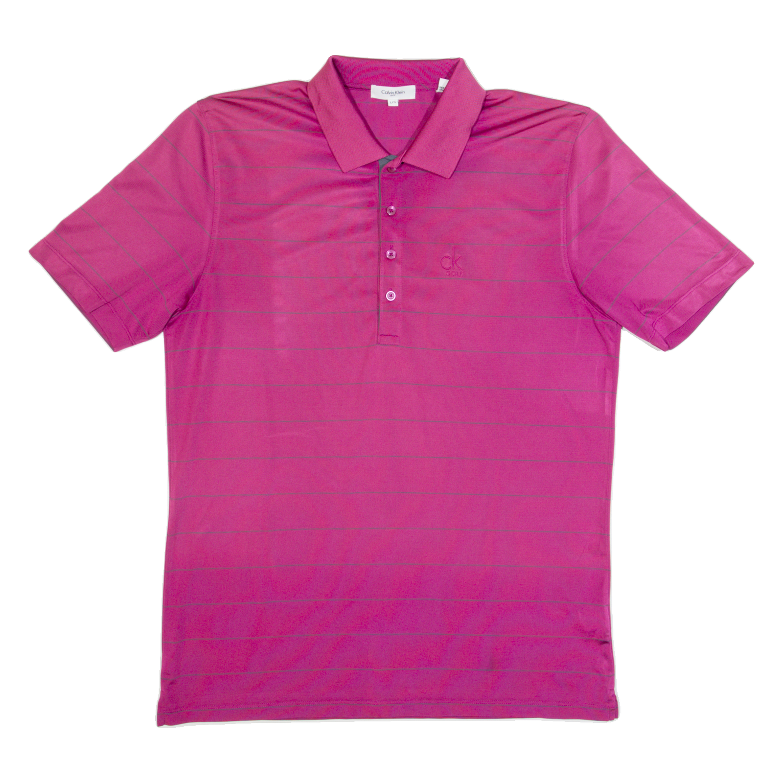 CALVIN KLEIN GOLF Mens Polo Shirt Pink Striped L Refurbished - N/A refurbished available on Cerqular
