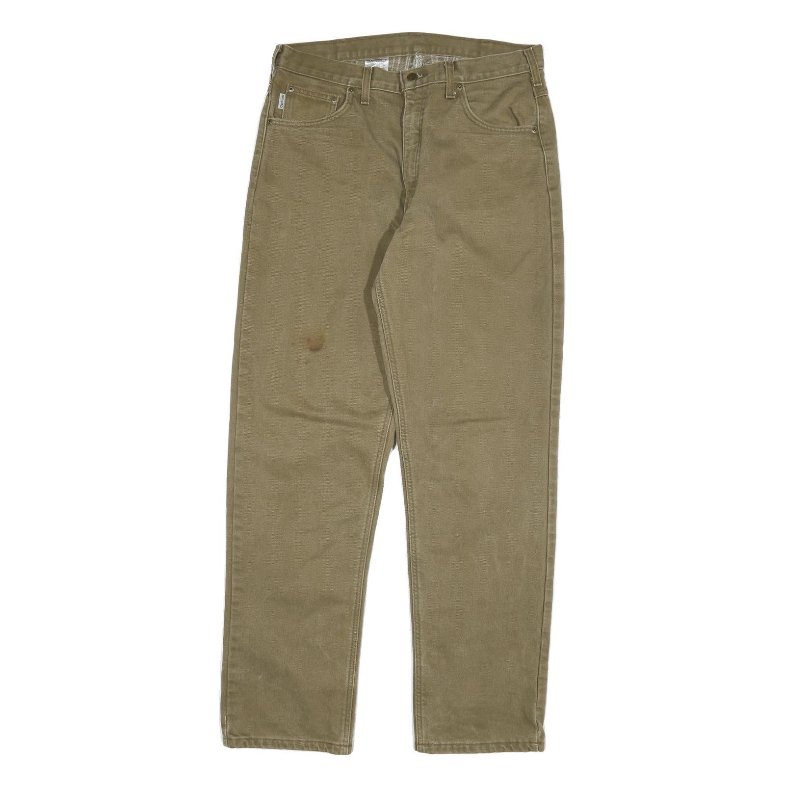 CARHARTT Mens Cotton Blend Relaxed Fit Beige Trousers W32 L32 Workwear Casual Refurbished - N/A refurbished available on Cerqular