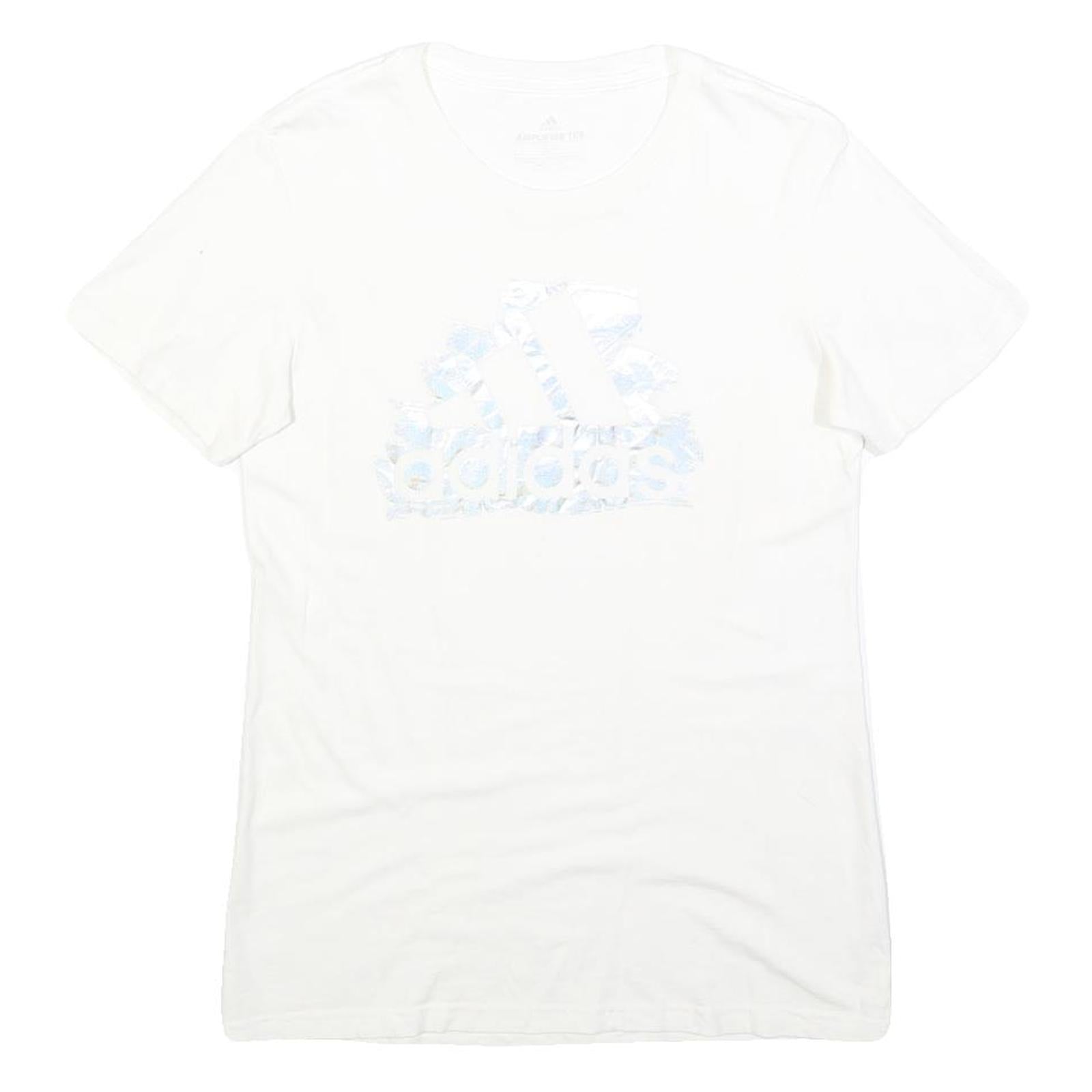 ADIDAS Mens White Cotton Blend T-Shirt S Short Sleeve Crew Neck Logo Graphic Refurbished - N/A refurbished available on Cerqular