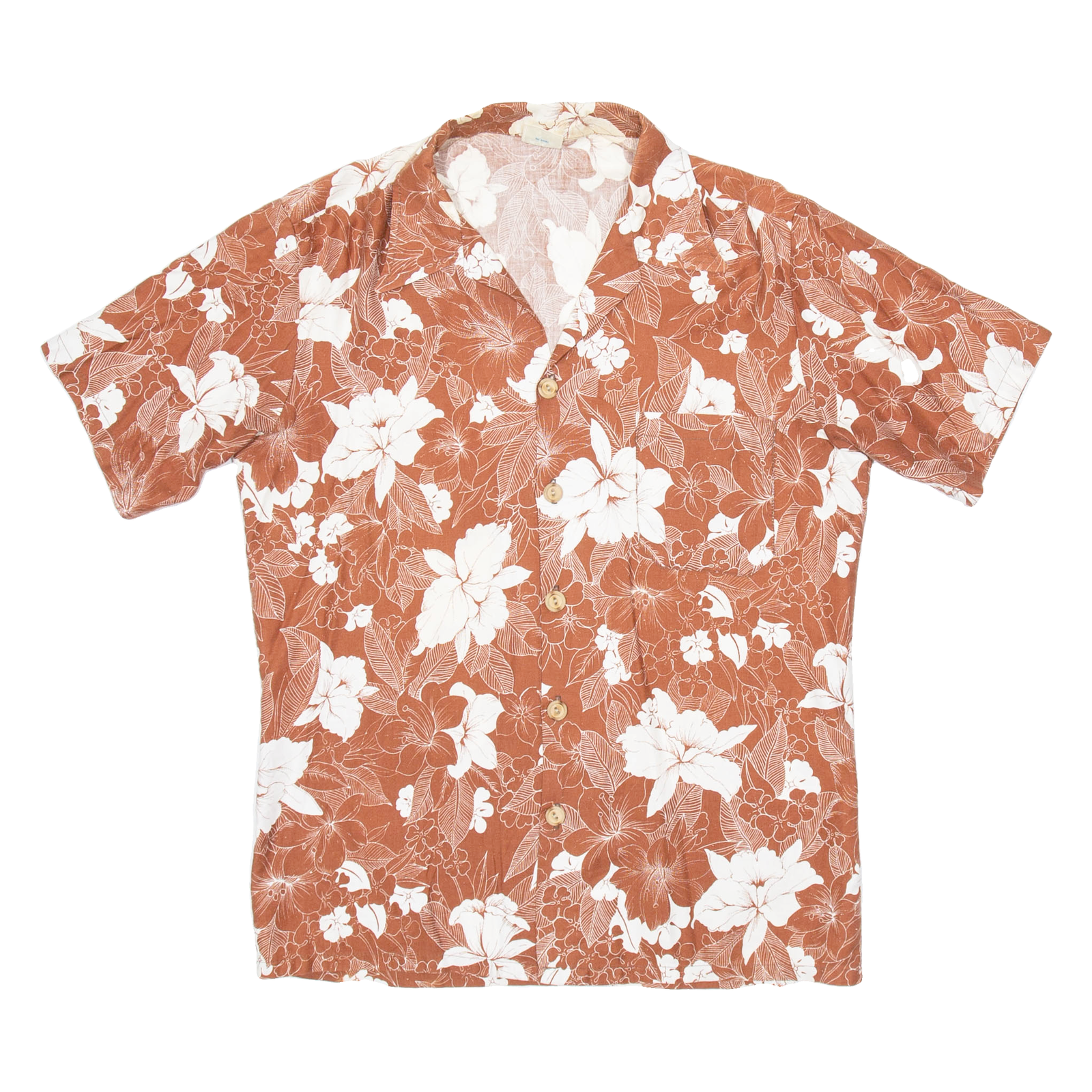 CALIFORNIA SHORES Mens Hawaiian Shirt Brown Floral S Refurbished - N/A refurbished available on Cerqular