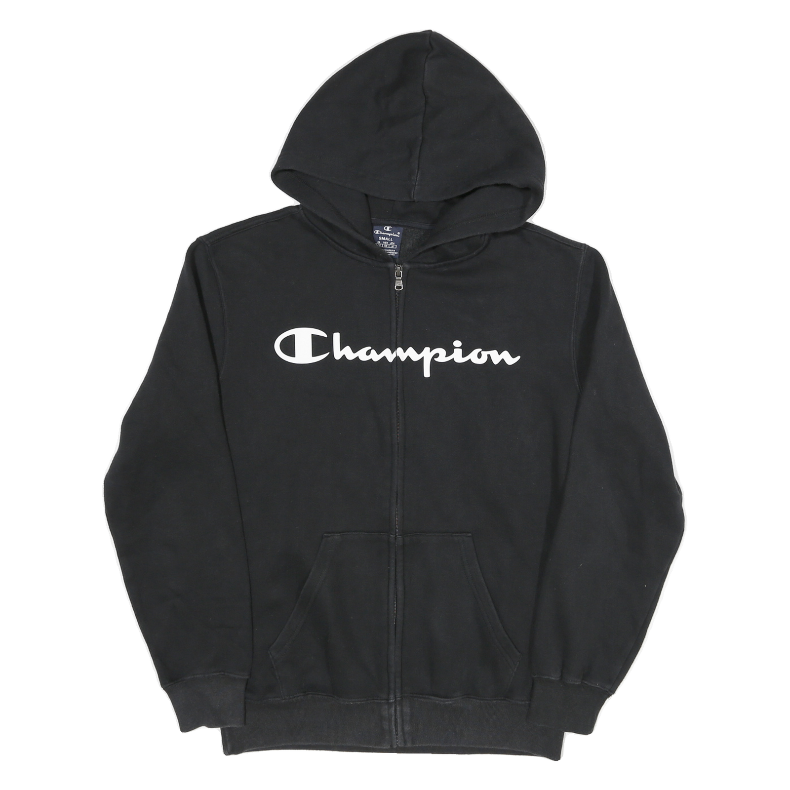 CHAMPION Mens Black Zip Hoodie S Cotton Blend Casual Zip Up Sweatshirt Refurbished - N/A refurbished available on Cerqular