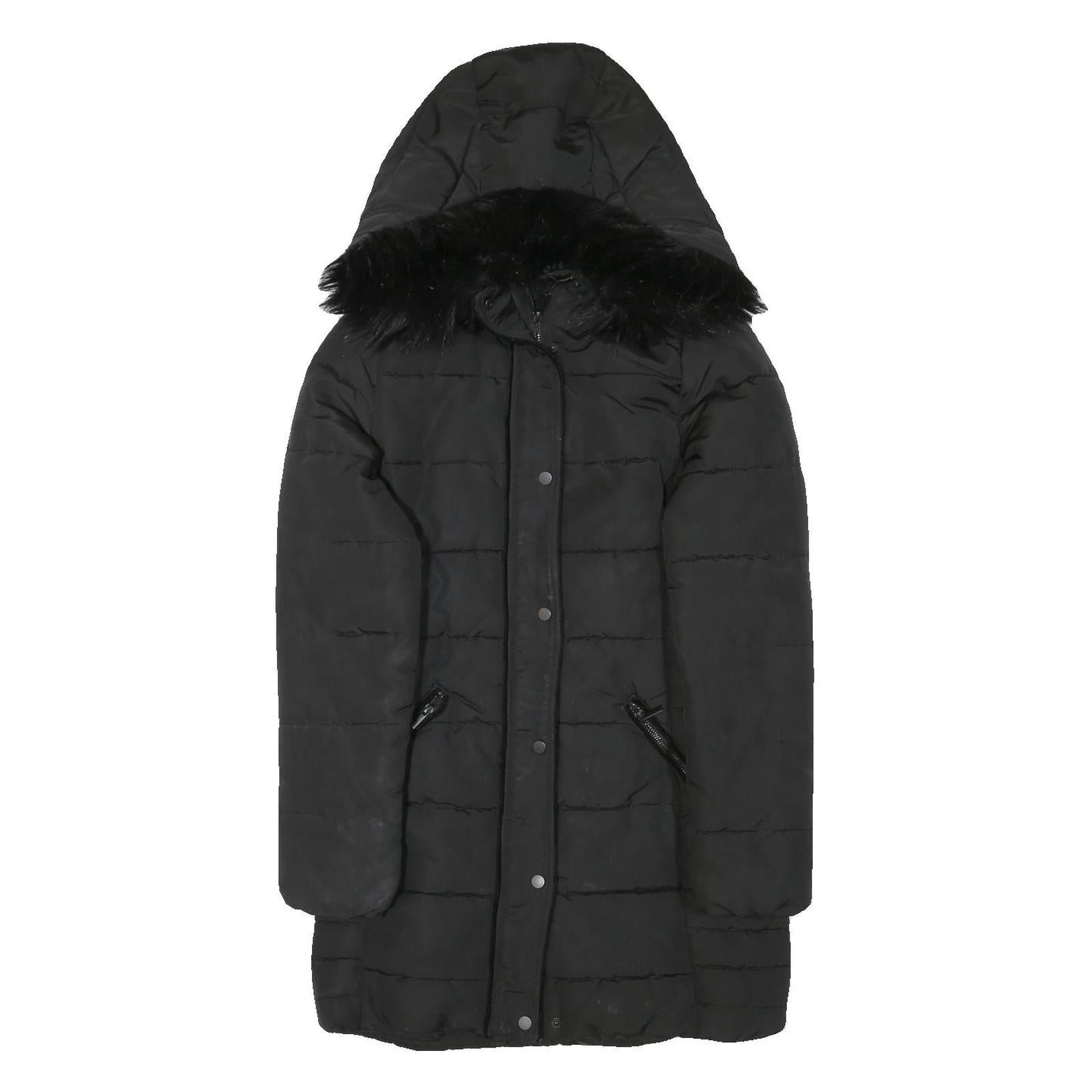 H&M Womens Black Puffer Jacket UK 6 Polyester Blend Zip Hooded Quilted Warm Refurbished - N/A refurbished available on Cerqular