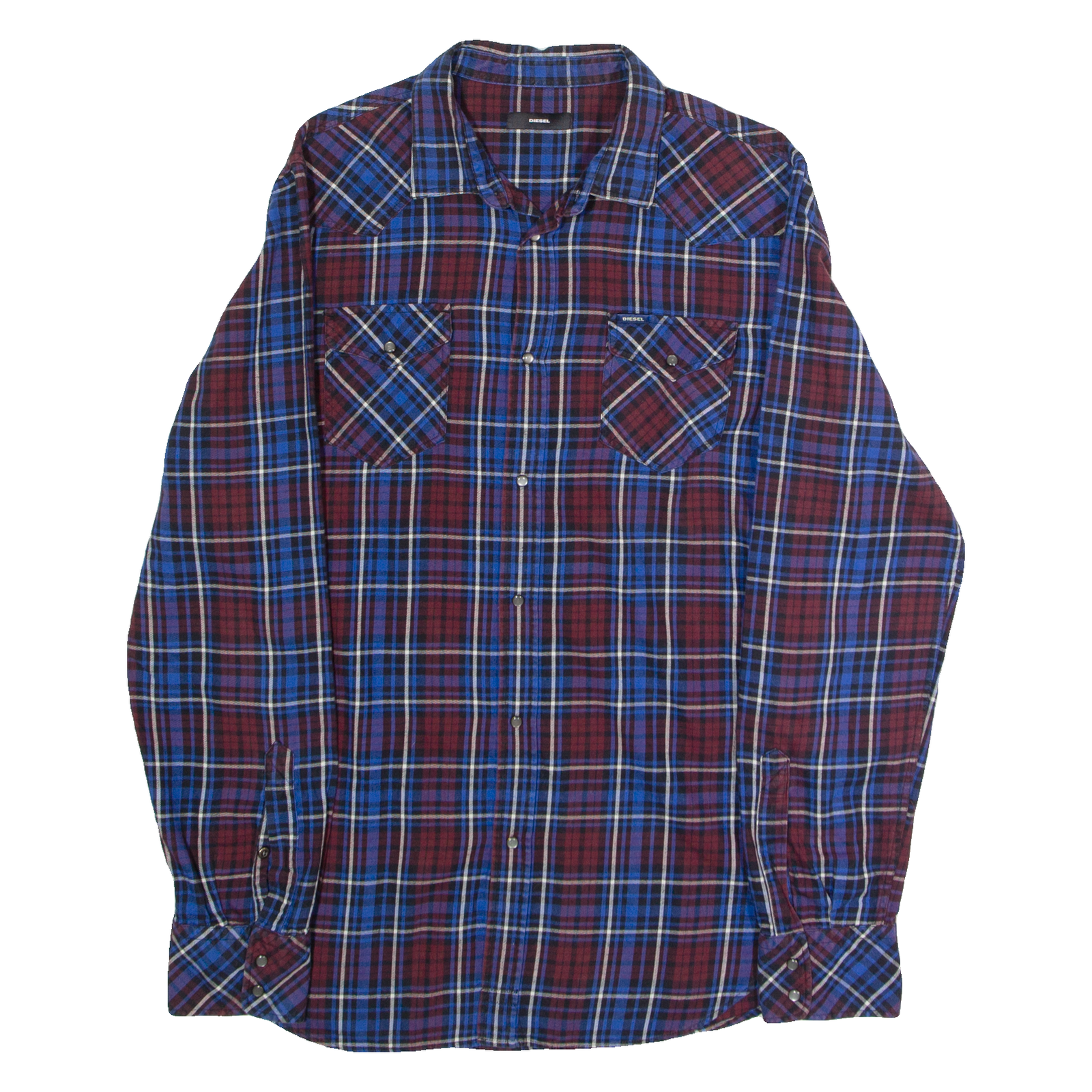 DIESEL Western Mens Shirt Blue Check Long Sleeve L Refurbished - N/A refurbished available on Cerqular
