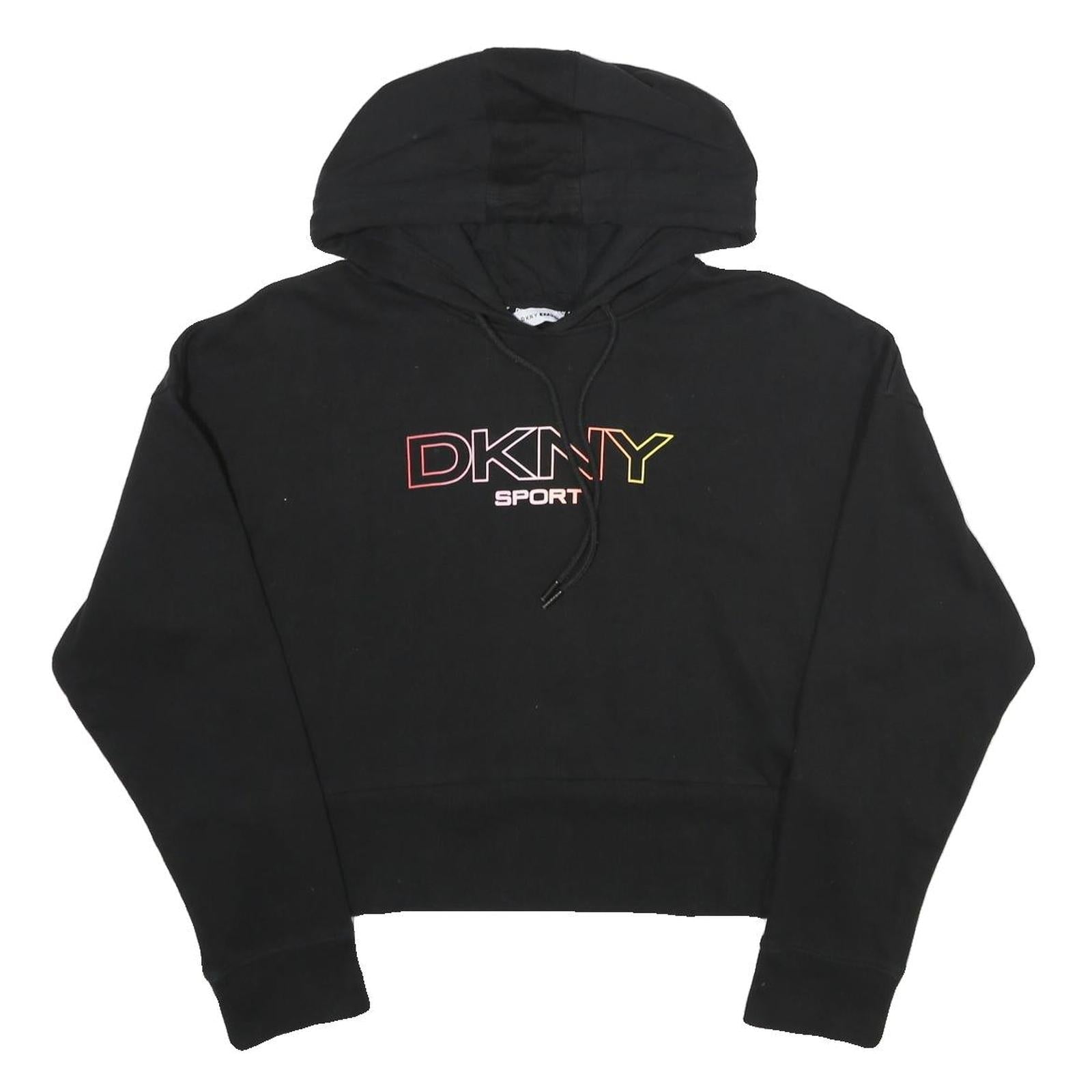 DKNY Womens Black Sport Pullover Hoodie M Cotton Blend Crop Sweatshirt Refurbished - N/A refurbished available on Cerqular