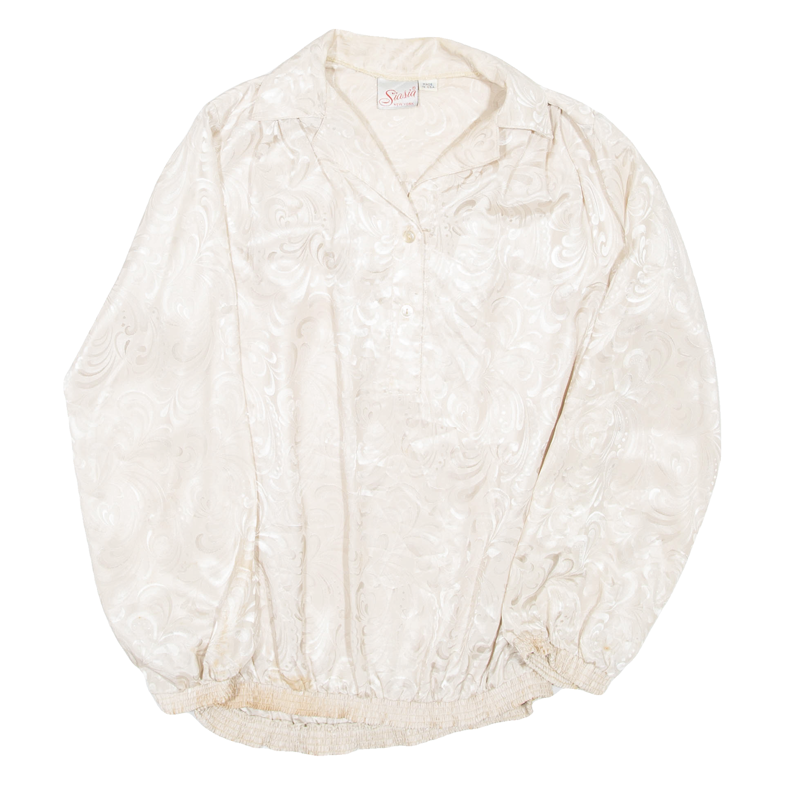 Womens Printed Blouse Beige Collared Long Sleeve L Refurbished - N/A refurbished available on Cerqular
