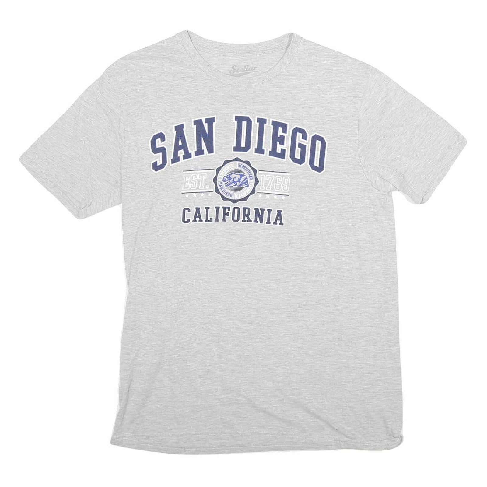 STELLAR Mens Grey San Diego California Graphic T-Shirt M Short Sleeve Crew Neck Refurbished - N/A refurbished available on Cerqular