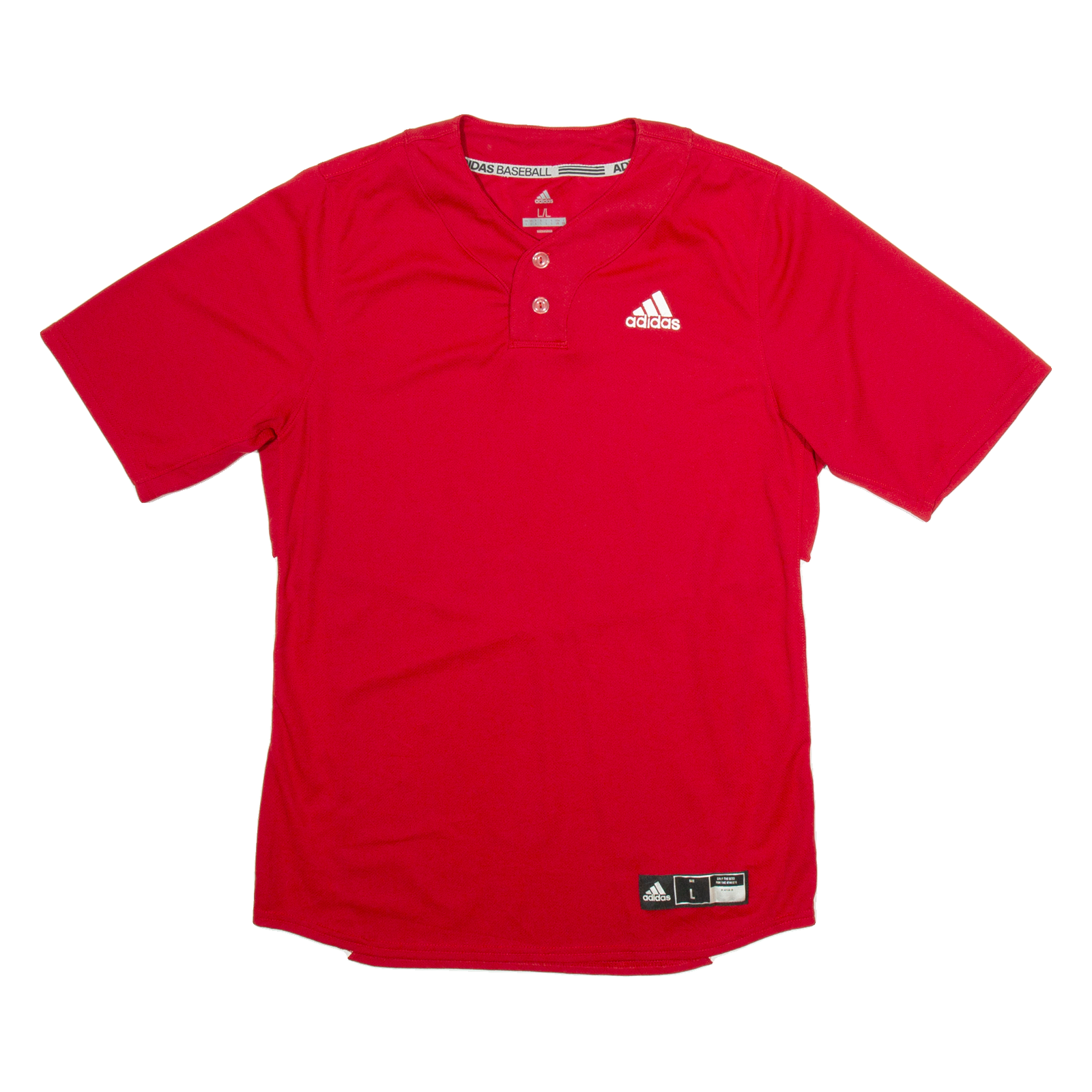 ADIDAS Baseball Mens Jersey Red Button Neck L Refurbished - N/A refurbished available on Cerqular