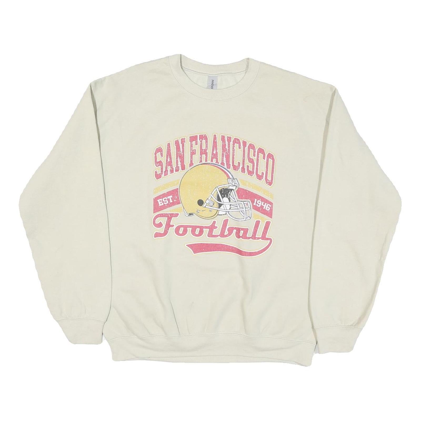 GILDAN Mens Cream San Francisco Football Crew Neck M Vintage Style Sweatshirt Refurbished - N/A refurbished available on Cerqular