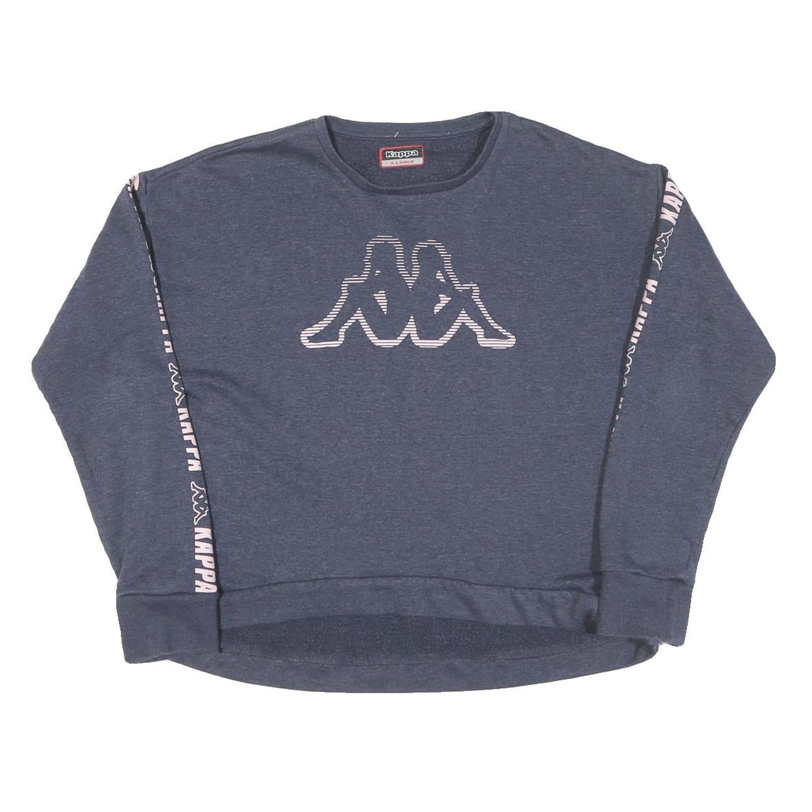 KAPPA Womens Blue Sweatshirt XL Crew Neck Cotton Blend Logo Tape Sleeve Casual Refurbished - N/A refurbished available on Cerqular