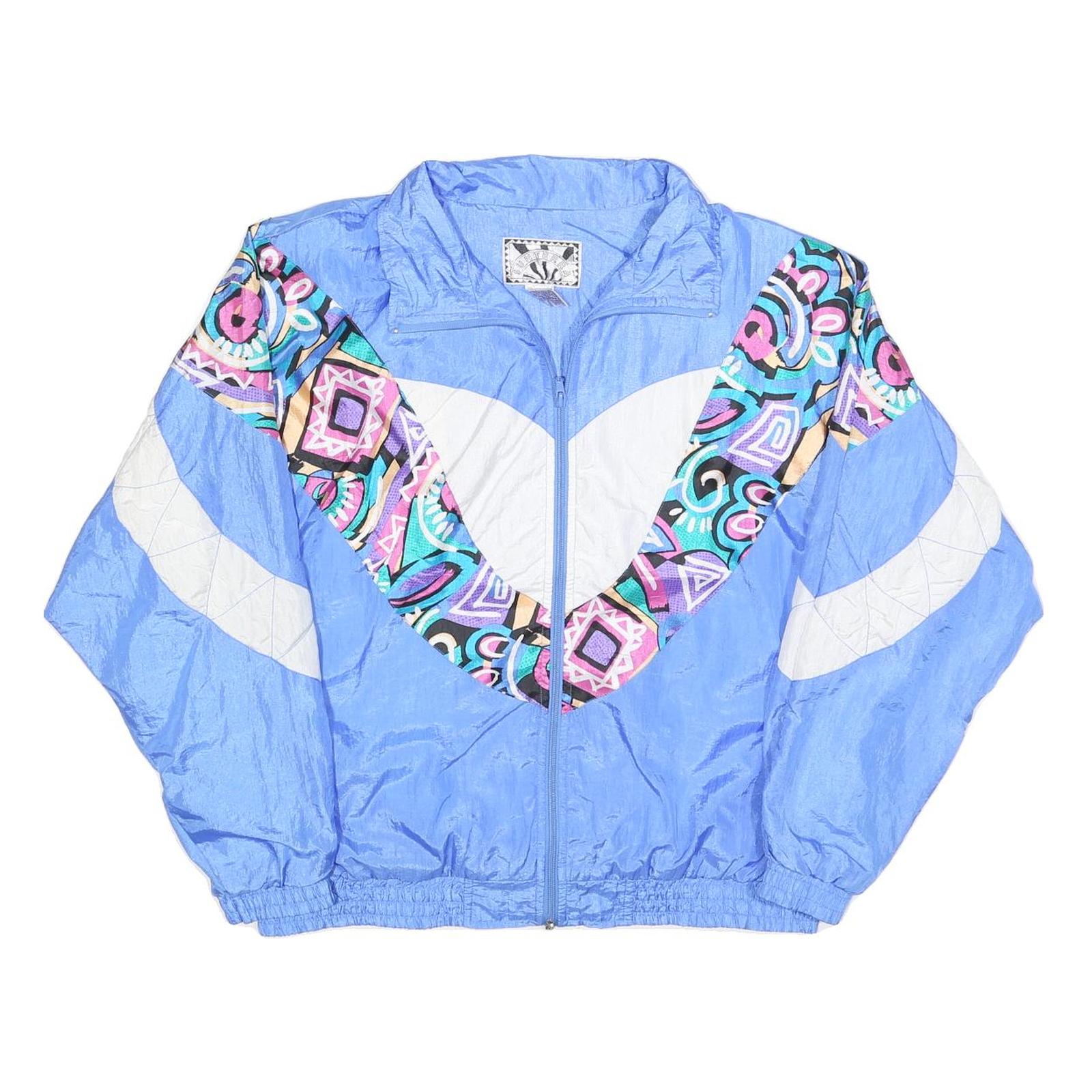 SUNTERRA Womens Blue Polyester Blend Zip Jacket L V Pattern Retro Style Refurbished - N/A refurbished available on Cerqular