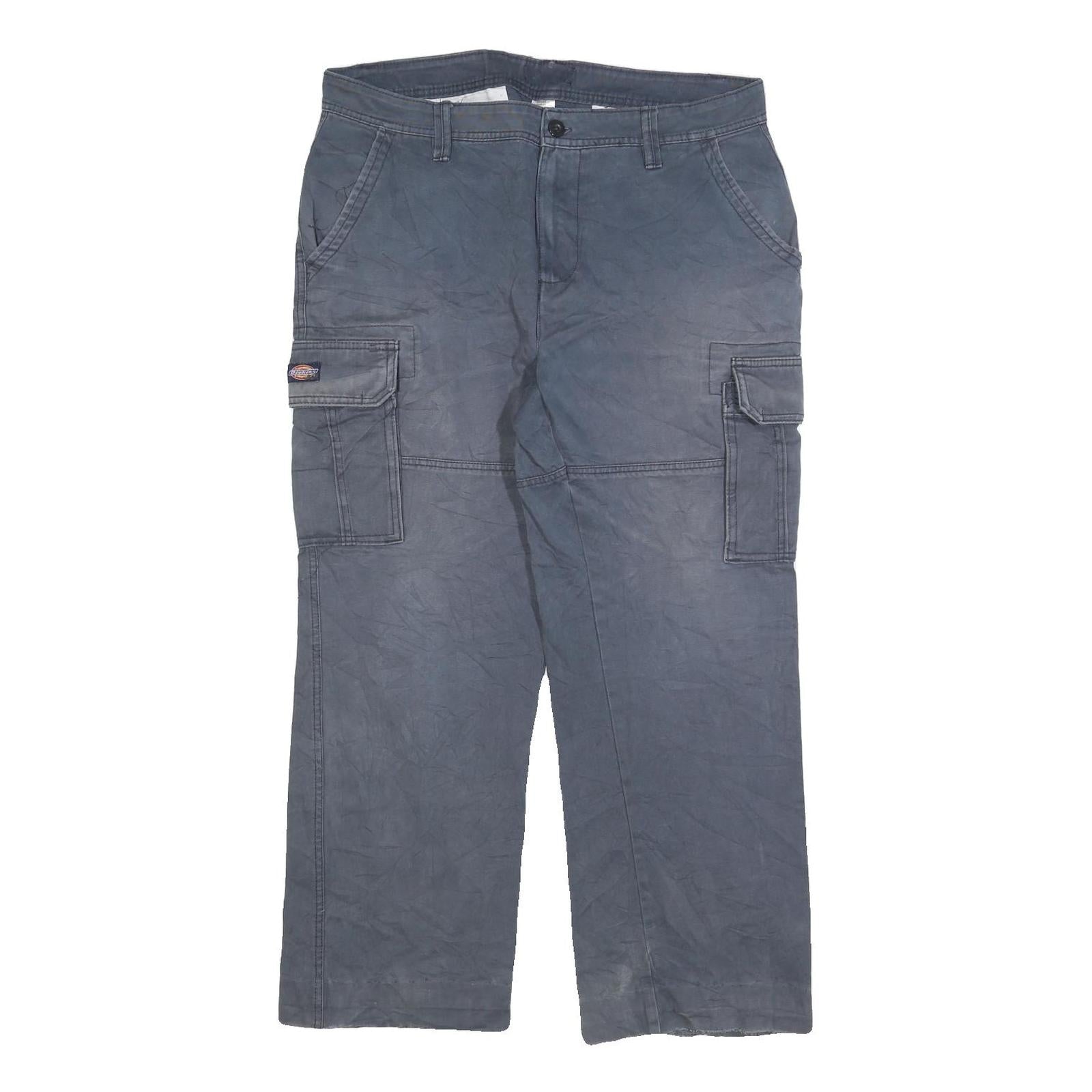 DICKIES Mens Cotton Blend Blue Relaxed Cargo Trousers W36 L28 Workwear Zip Pants Refurbished - N/A refurbished available on Cerqular
